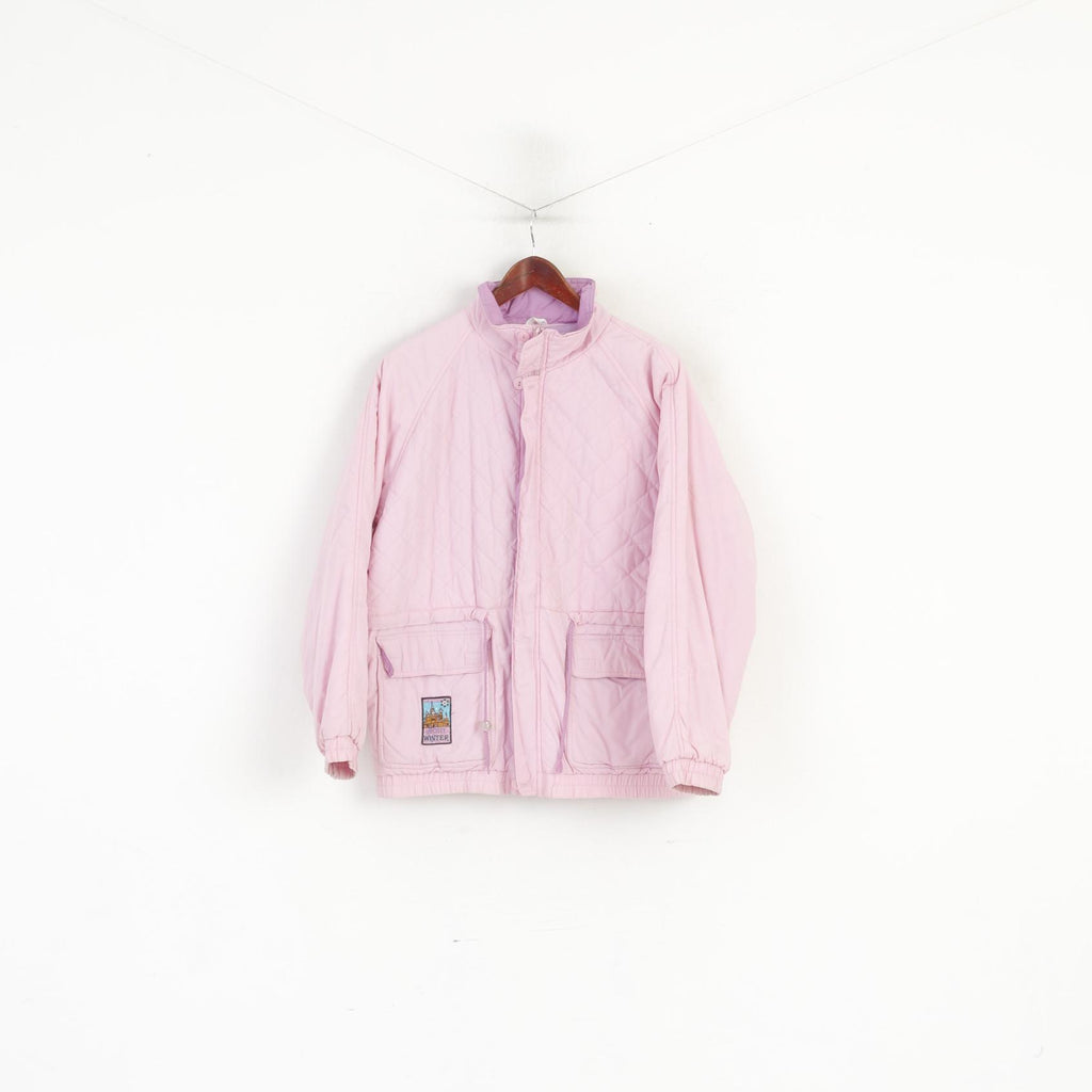 Frosty Winter Femmes 176 M Bomber Veste Rose Matelassé Coton Pleine Fermeture Éclair Rétro Haut