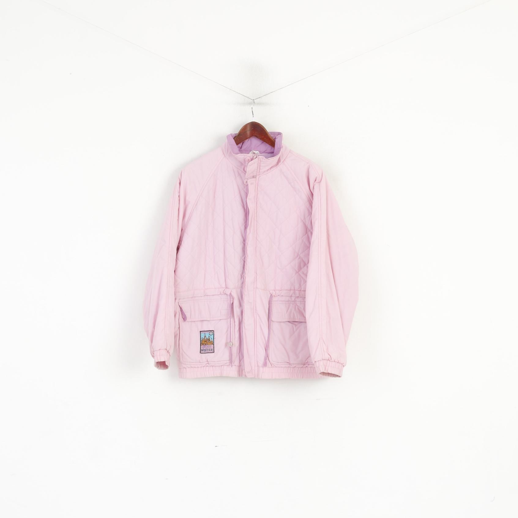 Frosty Winter Femmes 176 M Bomber Veste Rose Matelassé Coton Pleine Fermeture Éclair Rétro Haut