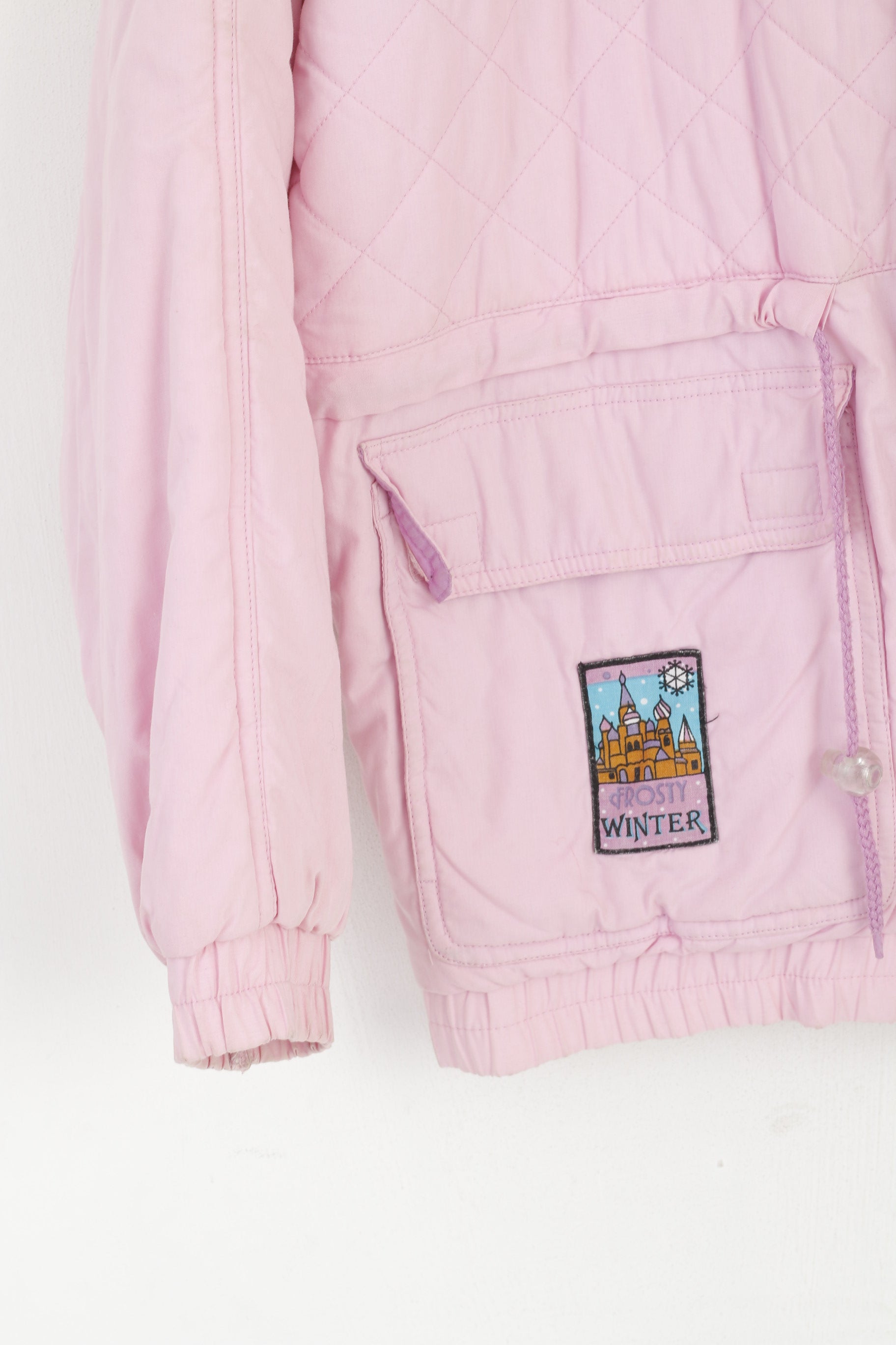Frosty Winter Femmes 176 M Bomber Veste Rose Matelassé Coton Pleine Fermeture Éclair Rétro Haut