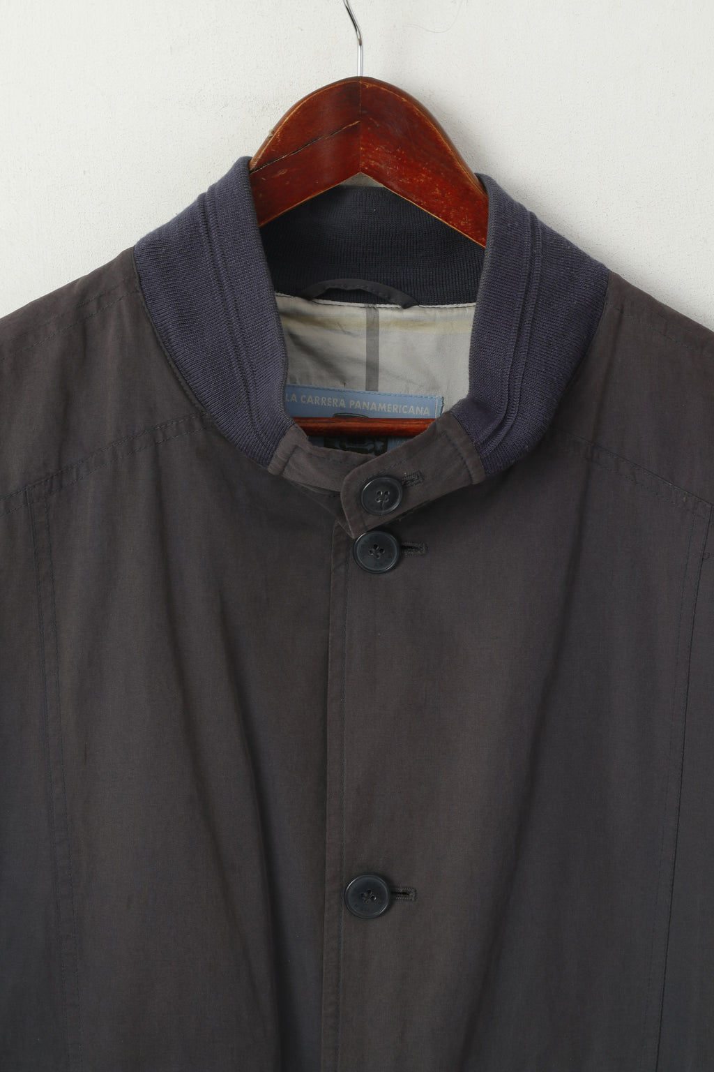 Healey Men L Jacket Dirty Blue La Carrera Panamericana Cotton Sport Buttoned Top