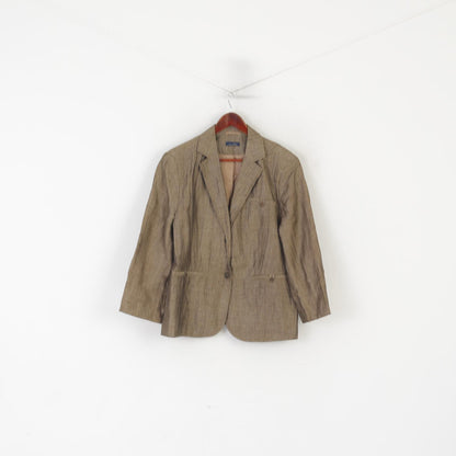 Mariposa Women 46 20 XL Blazer Gold Shiny Linen Nylon Blend Vintage Soft Jacket
