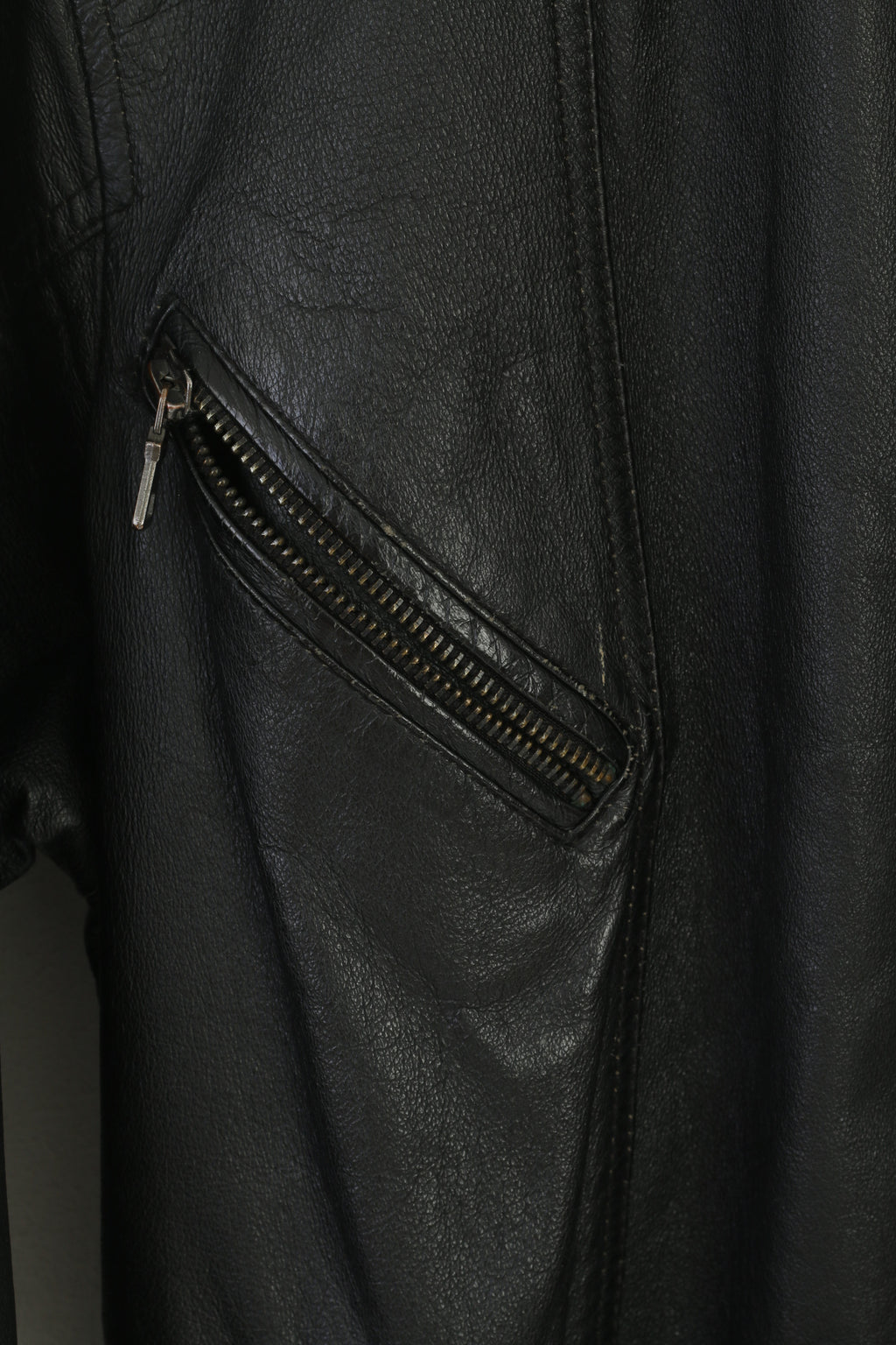 JOY Veste en cuir XL pour femme - Noir - Vintage - Ceinture de motard - Fermeture éclair intégrale - Haut rétro