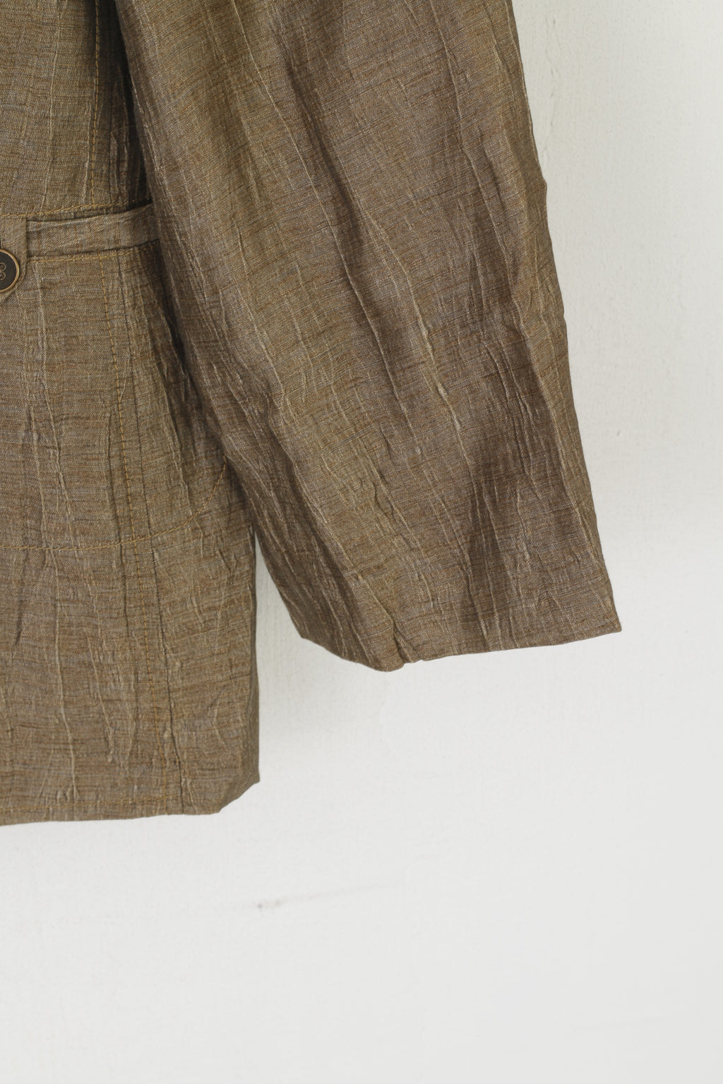 Mariposa Donna 46 20 XL Blazer Giacca morbida vintage in misto lino e nylon lucido dorato