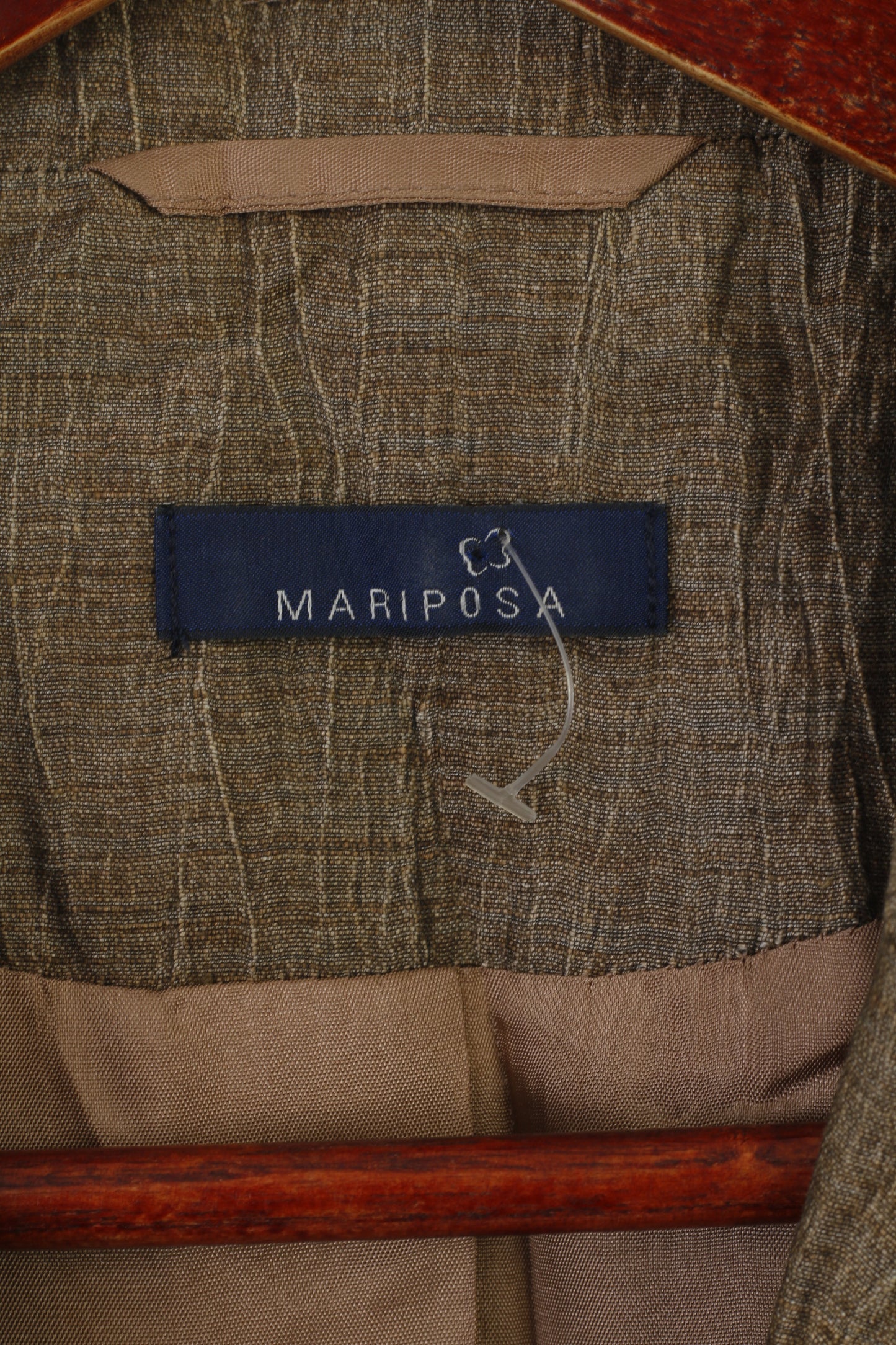 Mariposa Donna 46 20 XL Blazer Giacca morbida vintage in misto lino e nylon lucido dorato