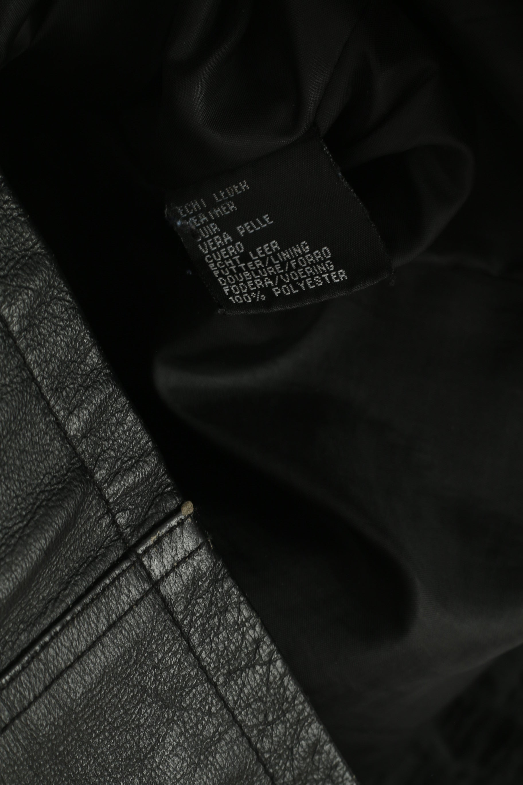 JOY Veste en cuir XL pour femme - Noir - Vintage - Ceinture de motard - Fermeture éclair intégrale - Haut rétro