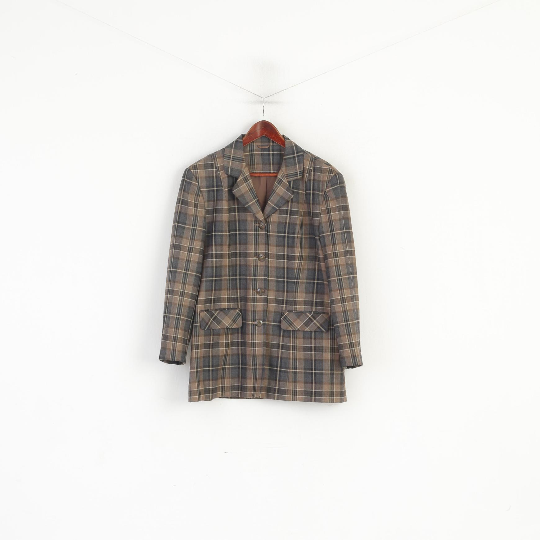 First Avenue Classics Women 18 44 XL Blazer Check Single Breasted Wool Top Jacket