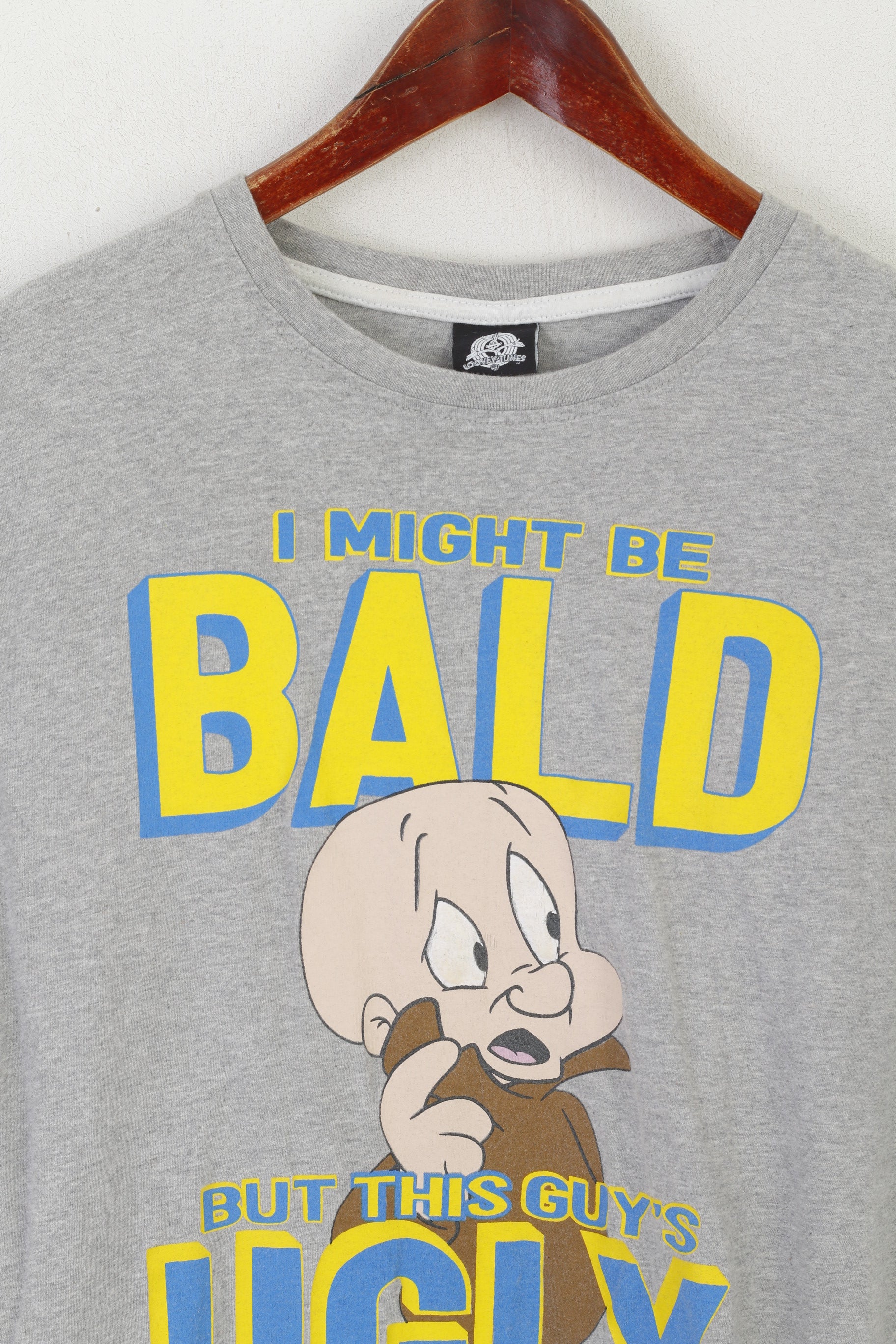 George Looney Tunes Men M Shirt Gray Cotton Vintage I Might Be Bald Top