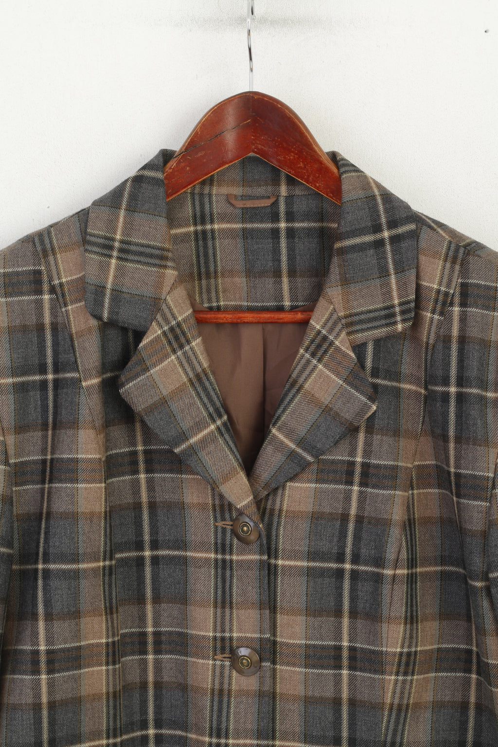 First Avenue Classics Women 18 44 XL Blazer Check Single Breasted Wool Top Jacket