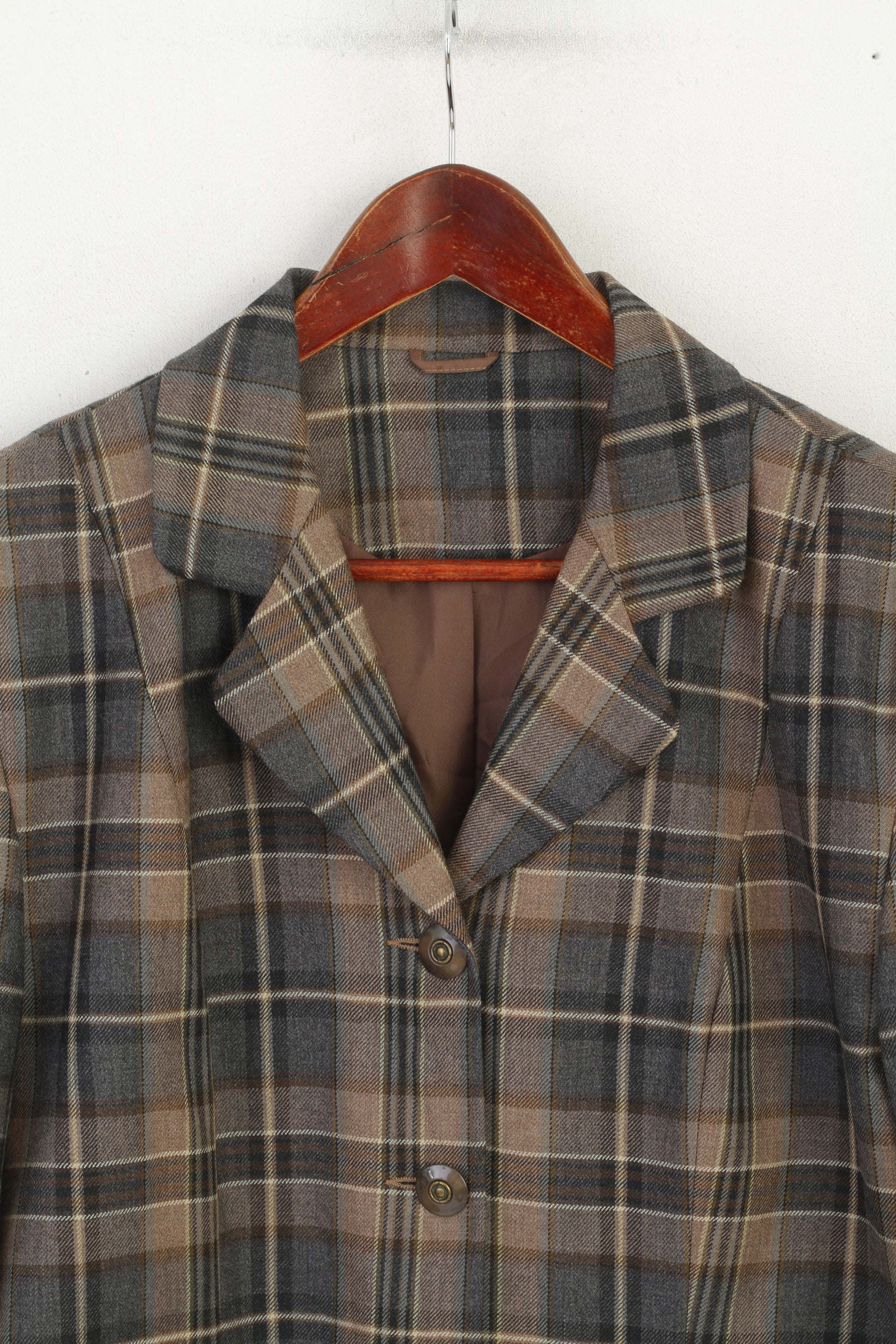 First Avenue Classics Women 18 44 XL Blazer Check Single Breasted Wool Top Jacket