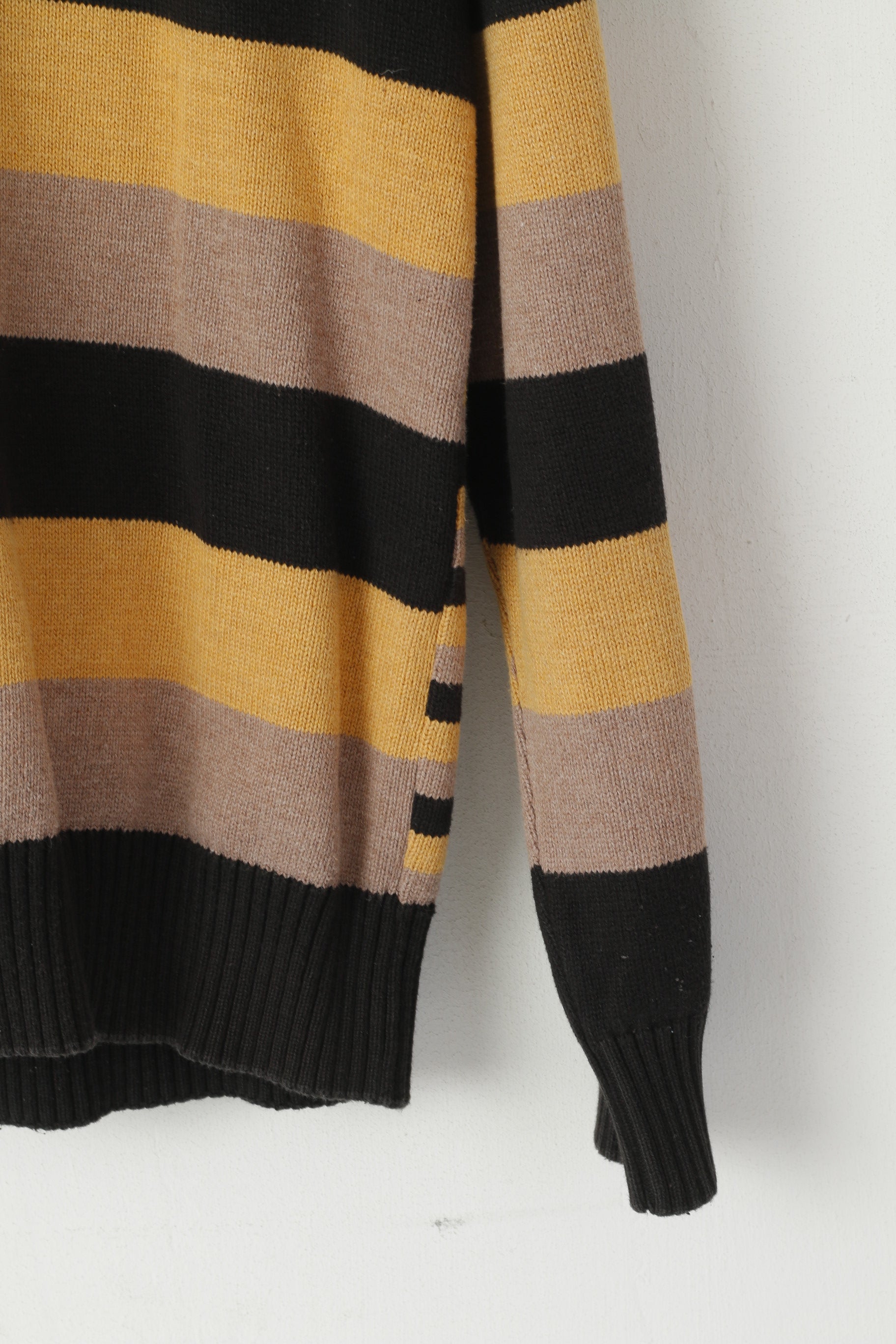 Lacoste Pull classique à col en V en coton rayé marron et noir pour homme