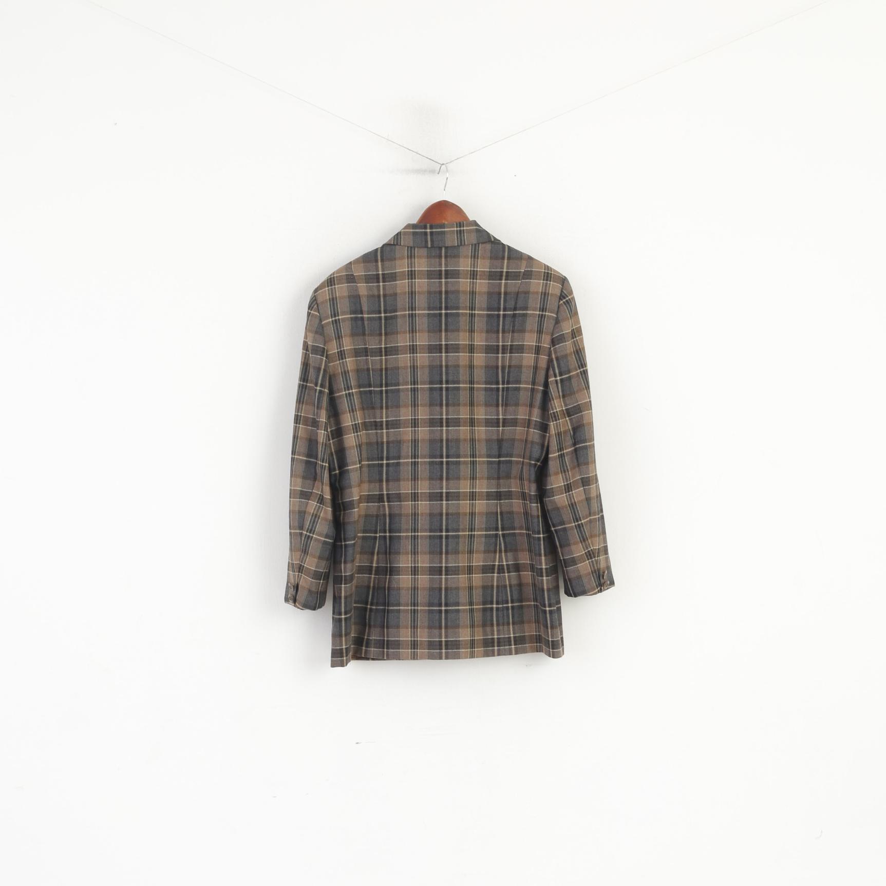 First Avenue Classics Women 18 44 XL Blazer Check Single Breasted Wool Top Jacket