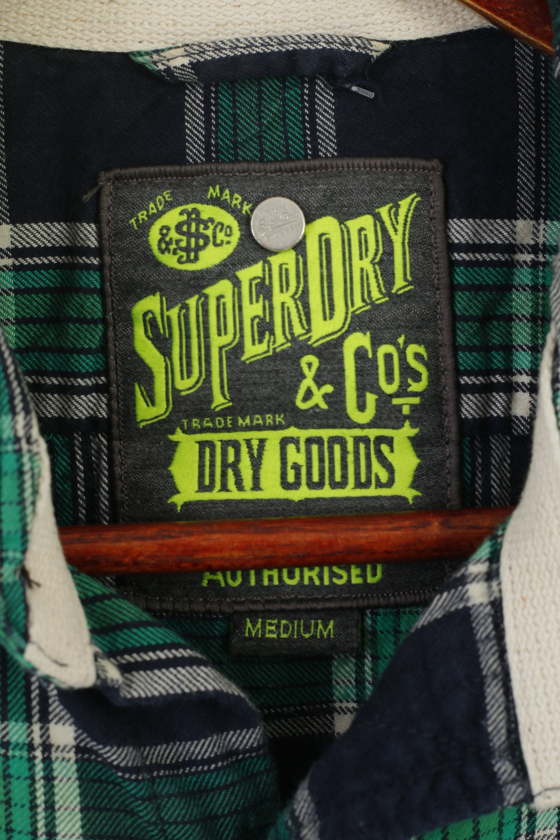 Superdry Men M (S) Casual Shirt Green Check Cotton Luberjack Twill Top