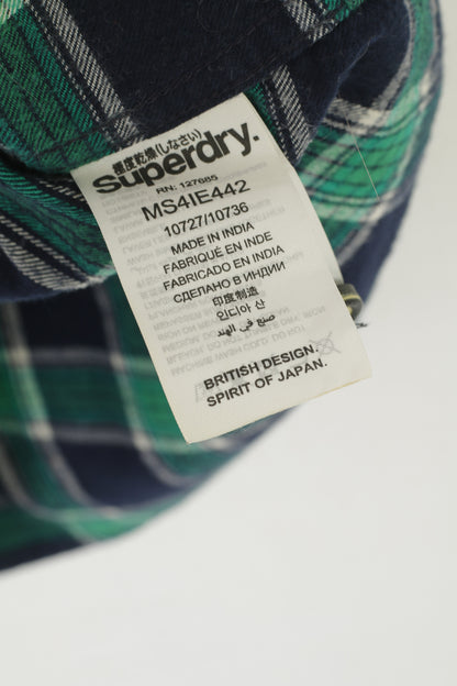 Superdry Men M (S) Casual Shirt Green Check Cotton Luberjack Twill Top