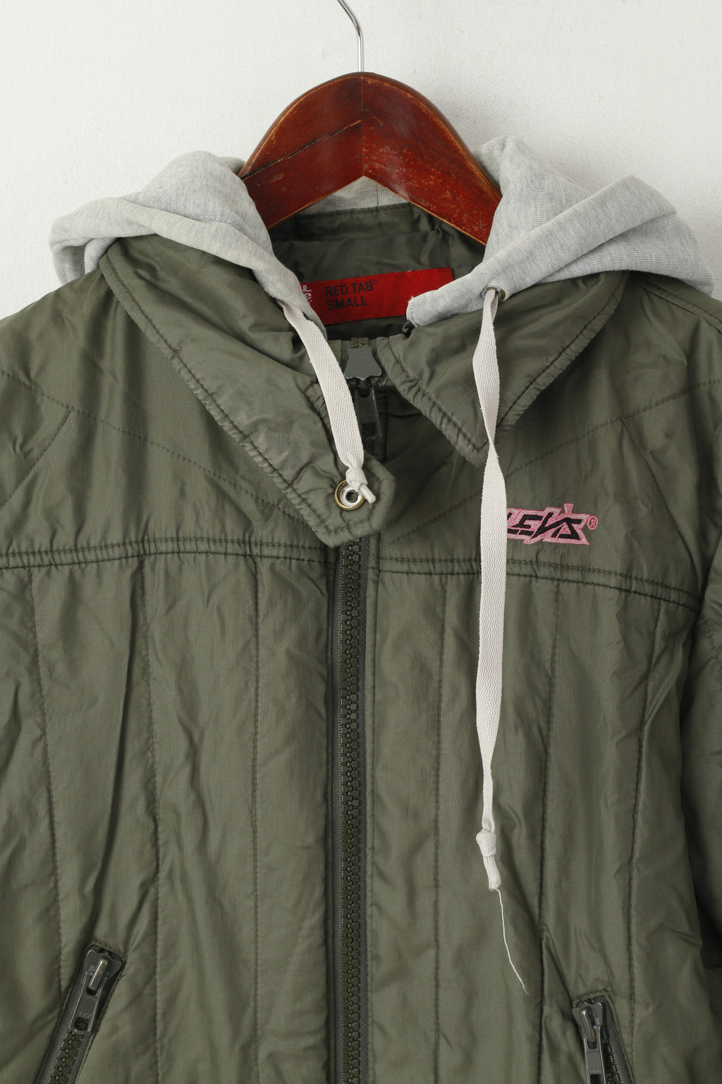 Levi's Red Lab Veste légère à capuche verte avec fermeture éclair complète pour femme