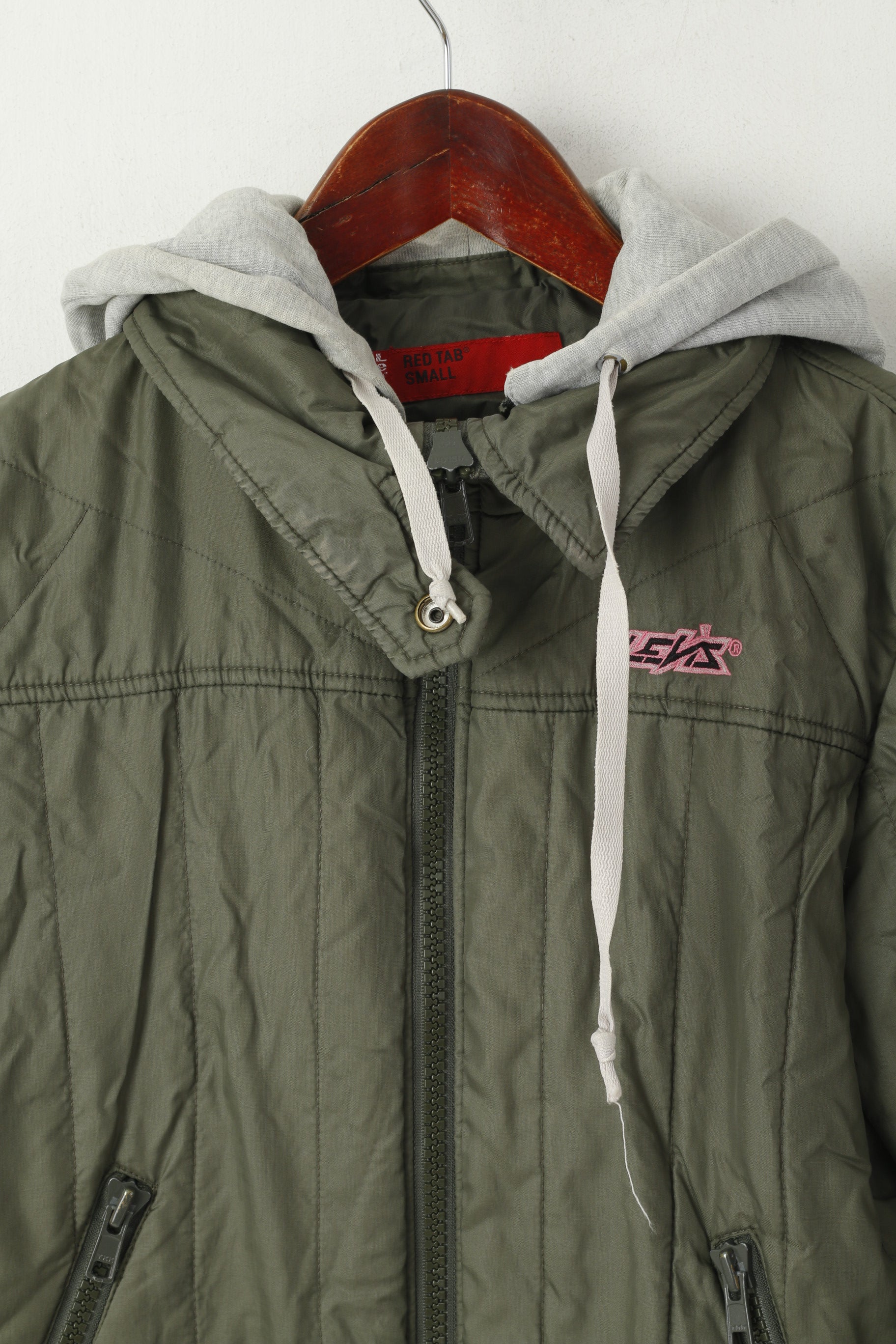 Levi's Red Lab Veste légère à capuche verte avec fermeture éclair complète pour femme