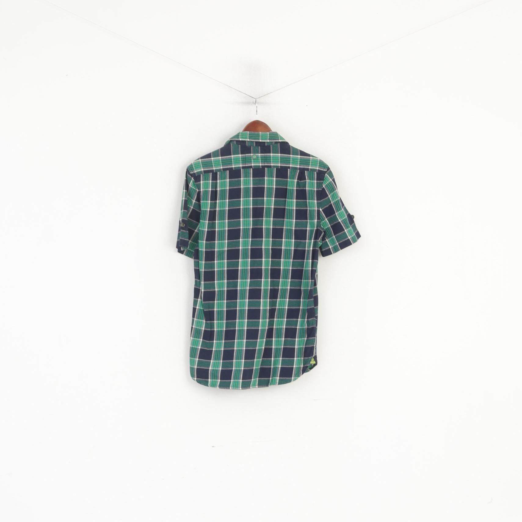 Superdry Men M (S) Casual Shirt Green Check Cotton Luberjack Twill Top