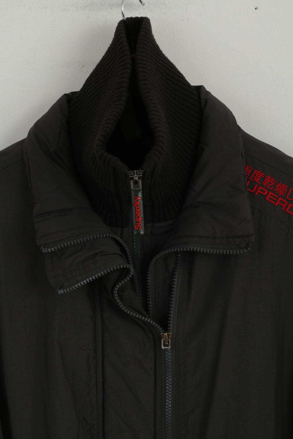 Superdry Men M Jacket Grey 3 Zipper Nylon Waterproof Windbreaker Casual Top