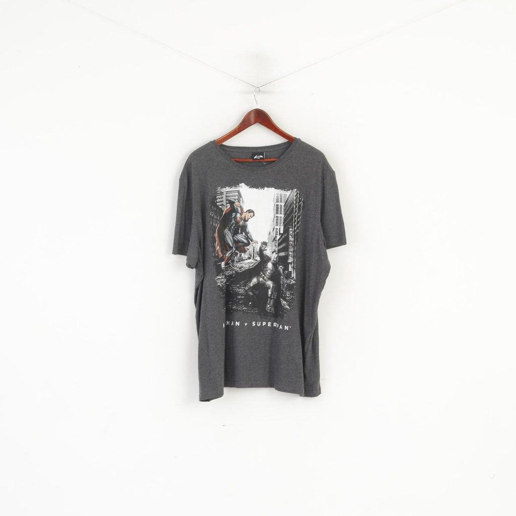 Batman V Superman Men XXXL Shirt Gray Cotton Graphic Dawn of Justice Top