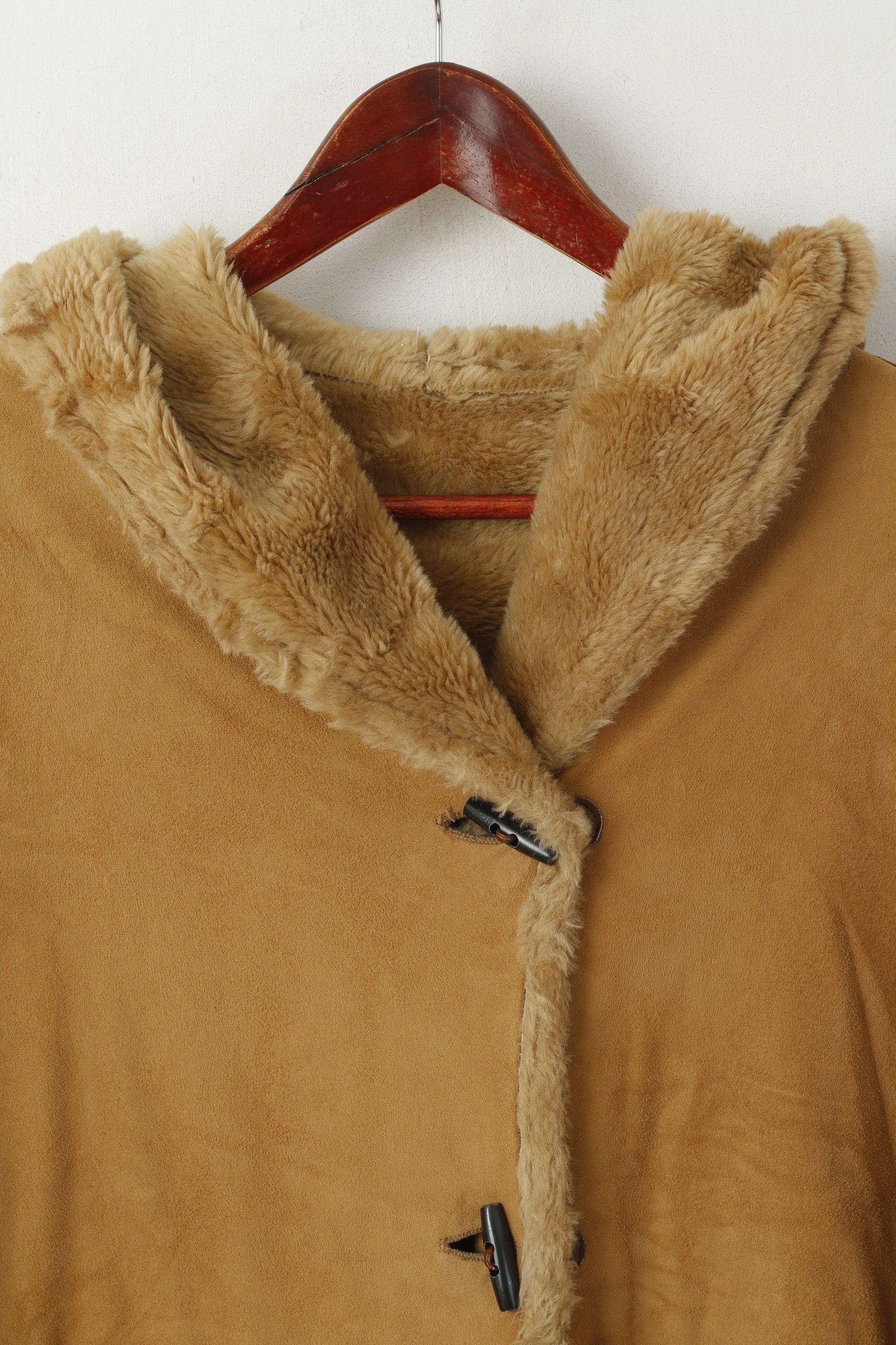 Elena Monti Women 42 XL Duffle Coat Brown Boho Hooded Vintage Valentina Made in Italy