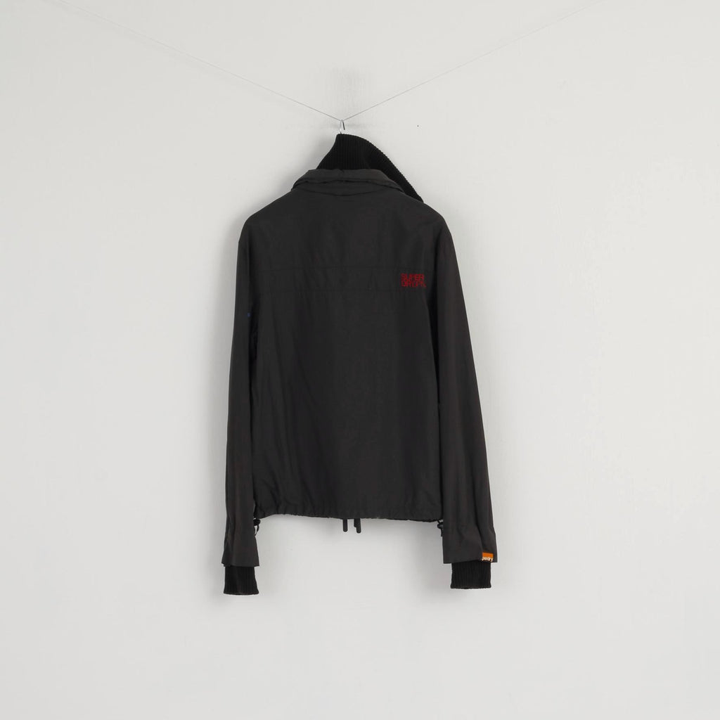 Superdry Men M Jacket Grey 3 Zipper Nylon Waterproof Windbreaker Casual Top