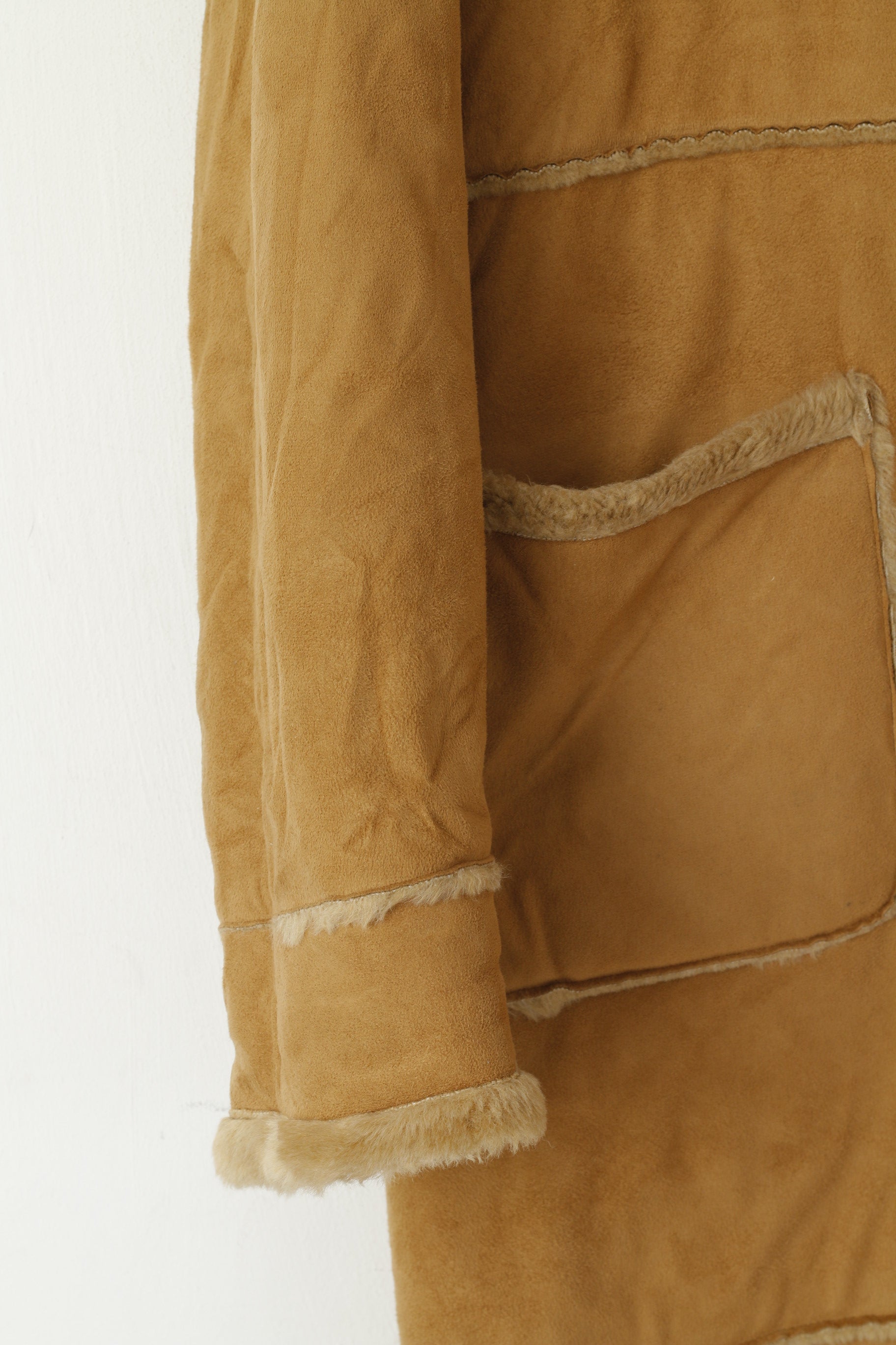 Elena Monti Women 42 XL Duffle Coat Brown Boho Hooded Vintage Valentina Made in Italy