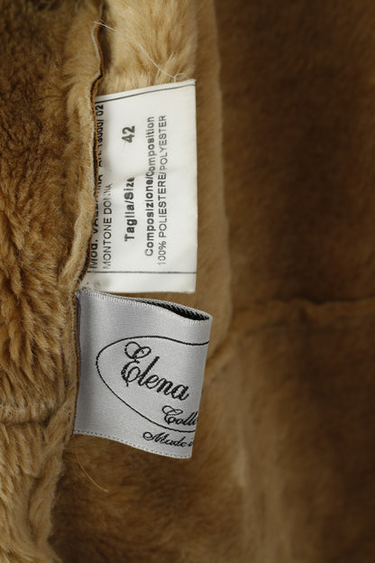 Elena Monti Femme 42 XL Duffle Coat Marron Boho À Capuche vintage Valentina Made in Italy