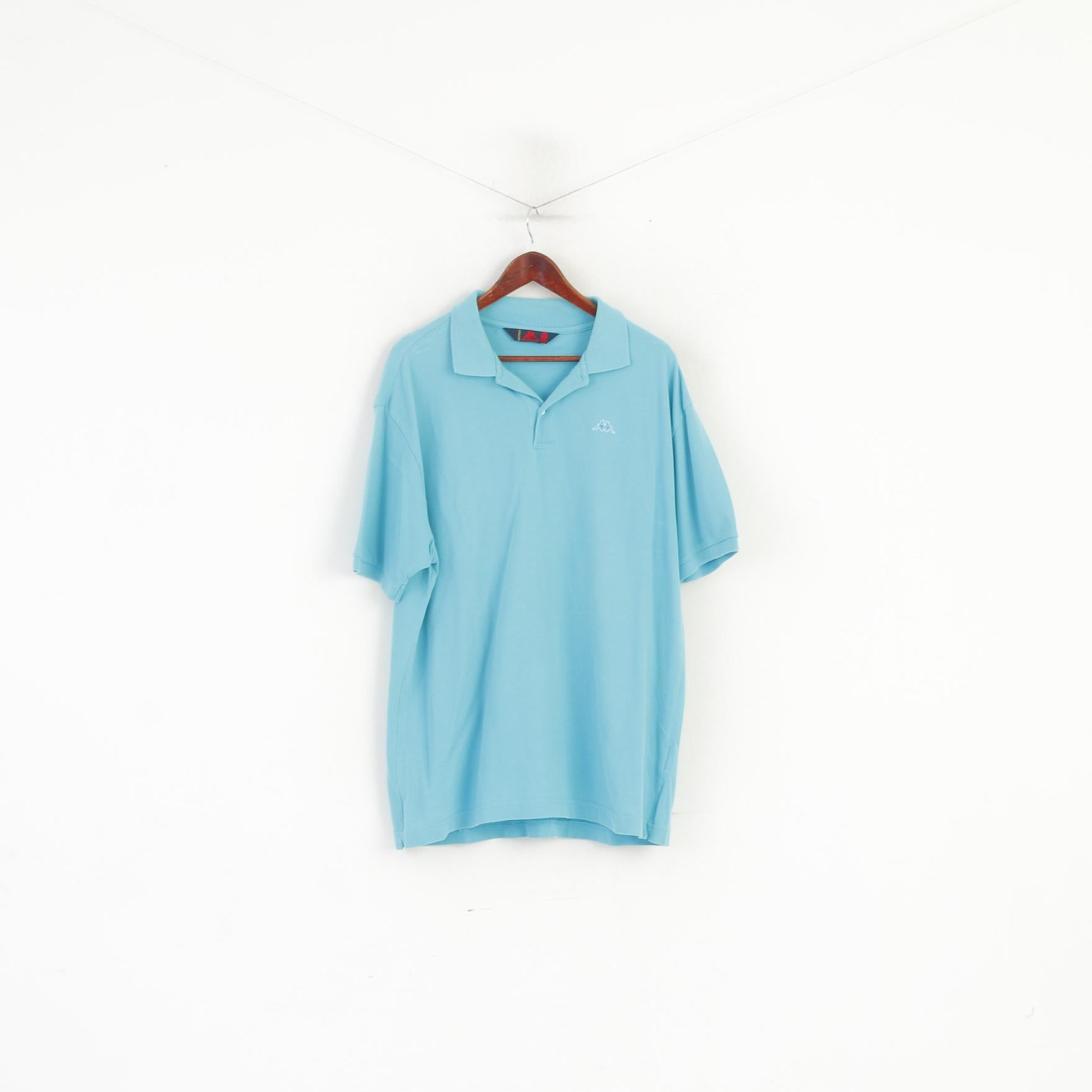 Robe Di Kappa Homme XXL Polo Turquoise Coton Classique Uni Vintage Top