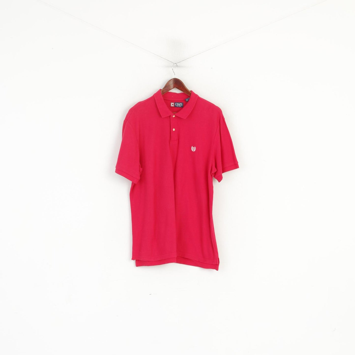 Chaps Men XL Polo Shirt Amaranth Cotton Plain Vintage Classic Short Sleeeve Top