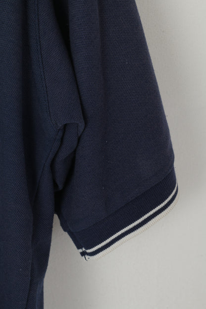 Umbro Men XL Polo Shirt Navy Cotton Blend SHort Sleeve Vintage 90s Top
