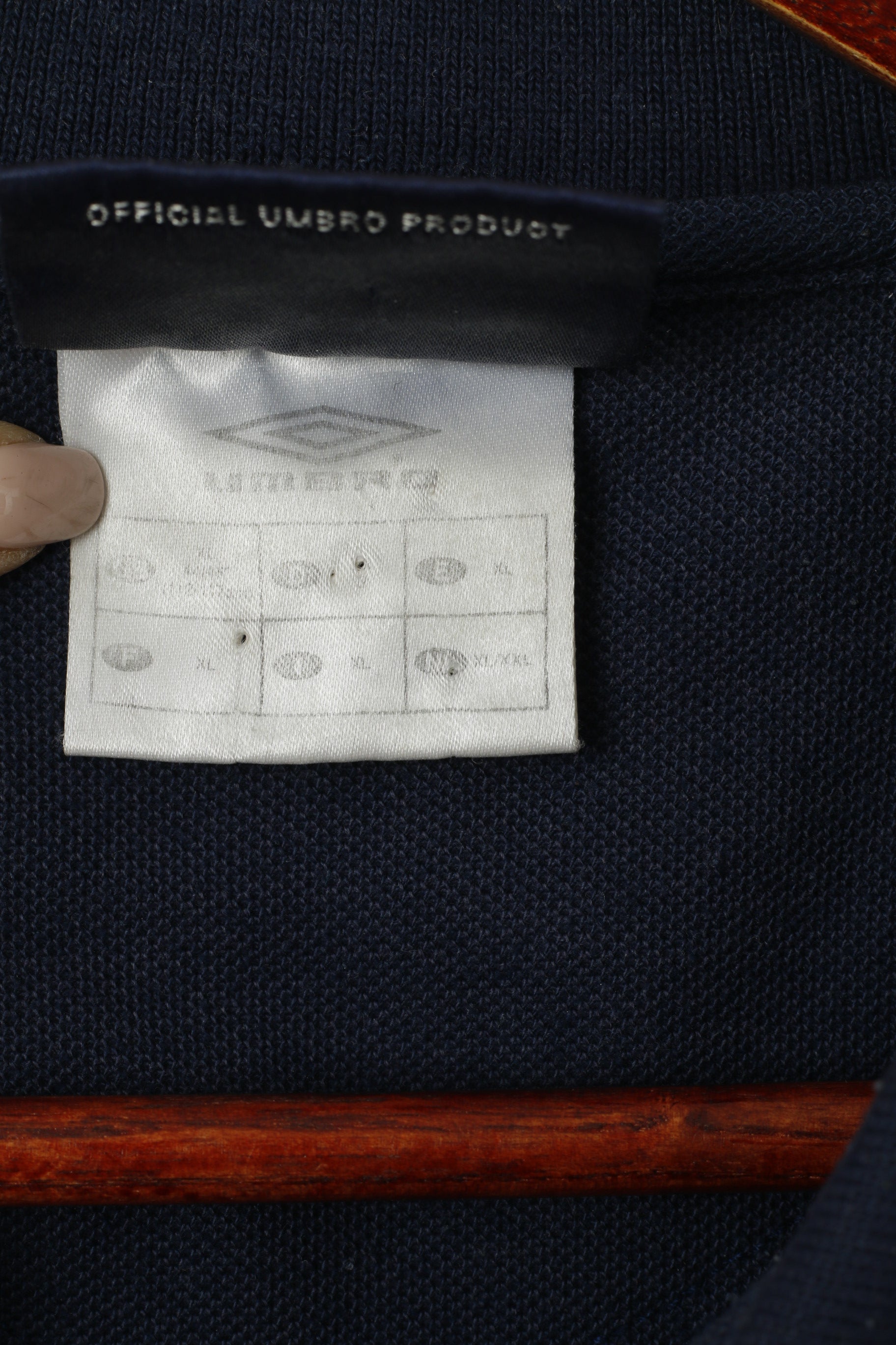 Umbro Hommes XL Polo Marine Coton Mélange Manches Courtes Vintage 90s Top