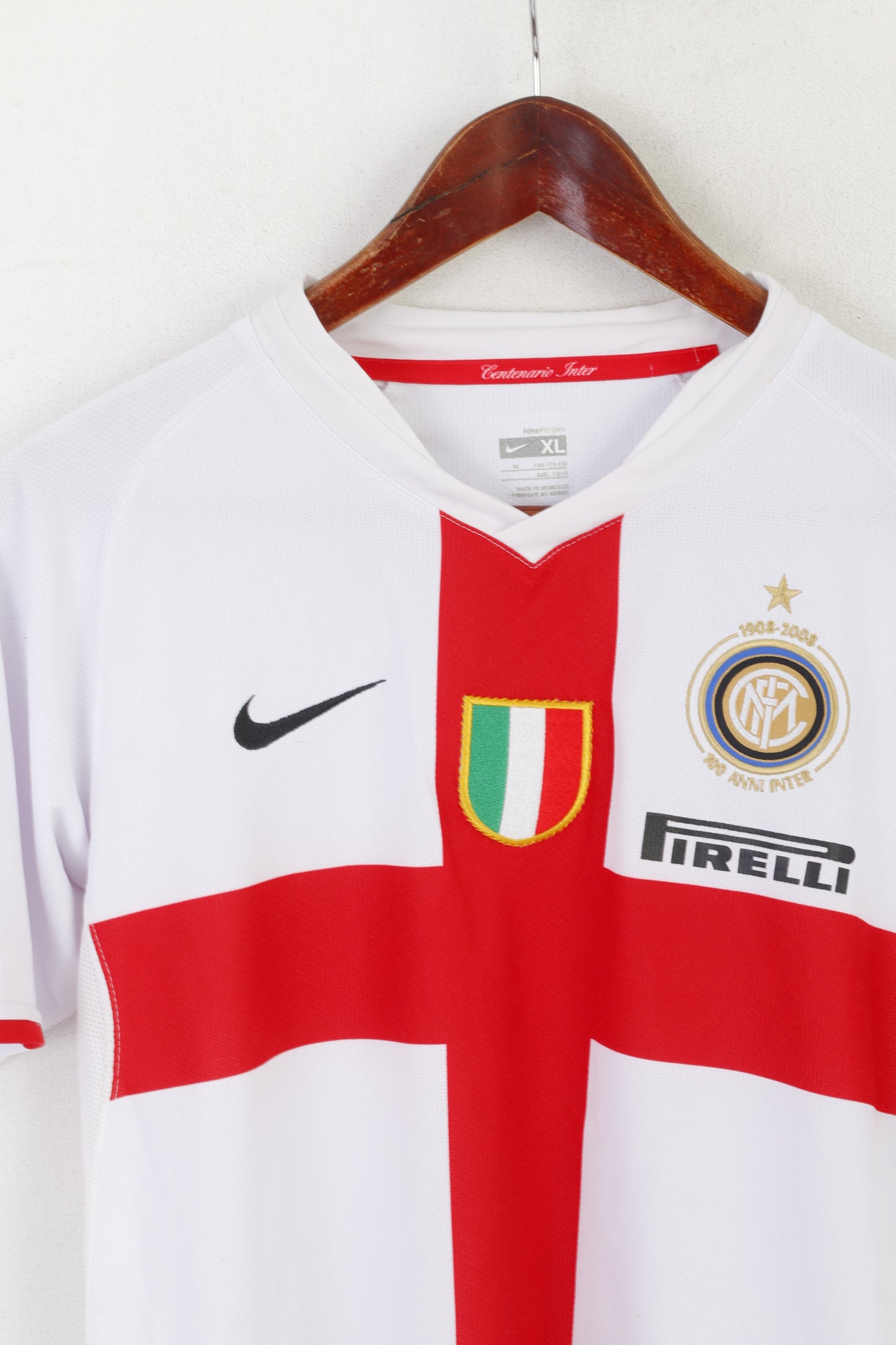 Nike FC Inter Milan Boys 13-15 Age 158-170 Shirt White 07-08 Jersey Football Centenary Top