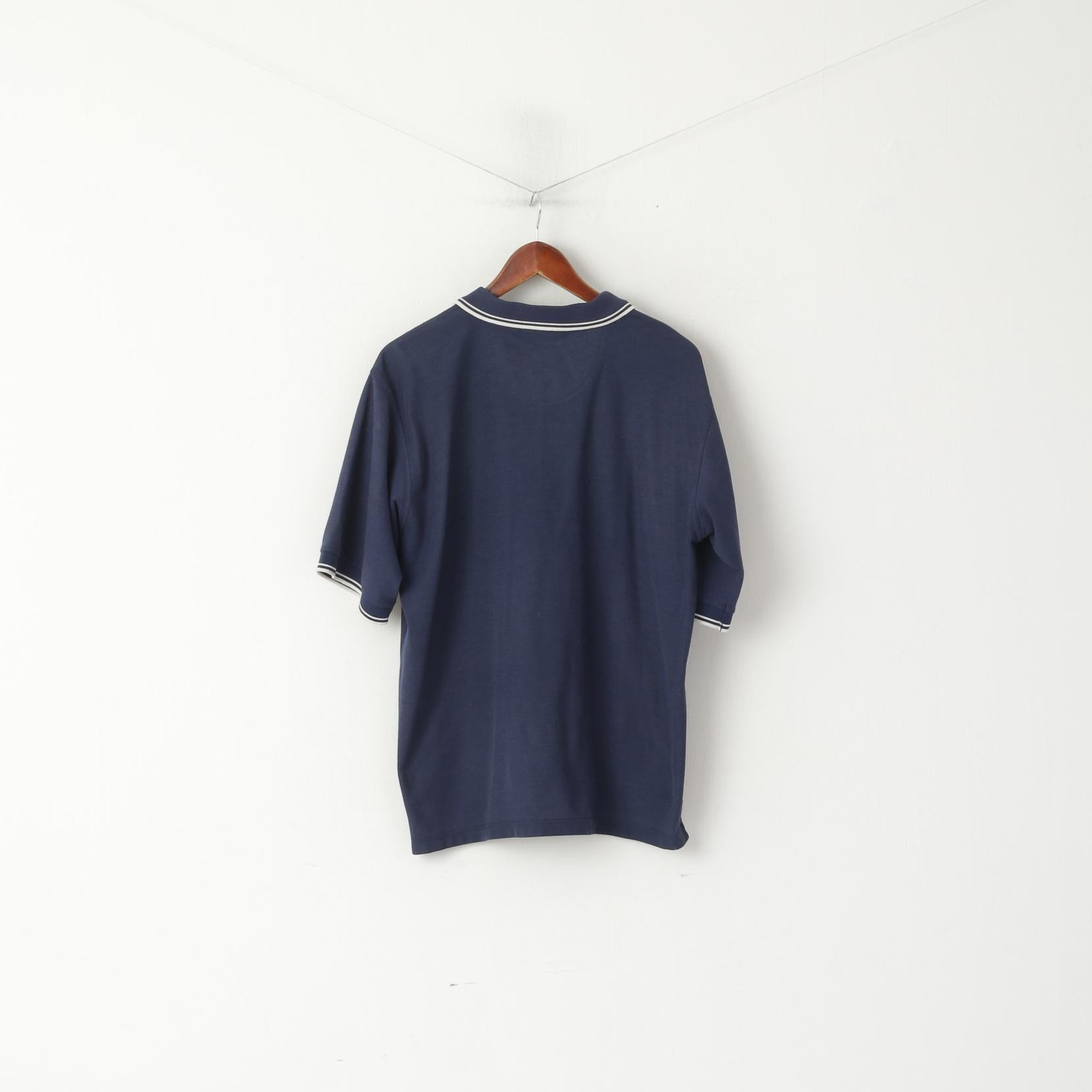 Umbro Men XL Polo Shirt Navy Cotton Blend SHort Sleeve Vintage 90s Top