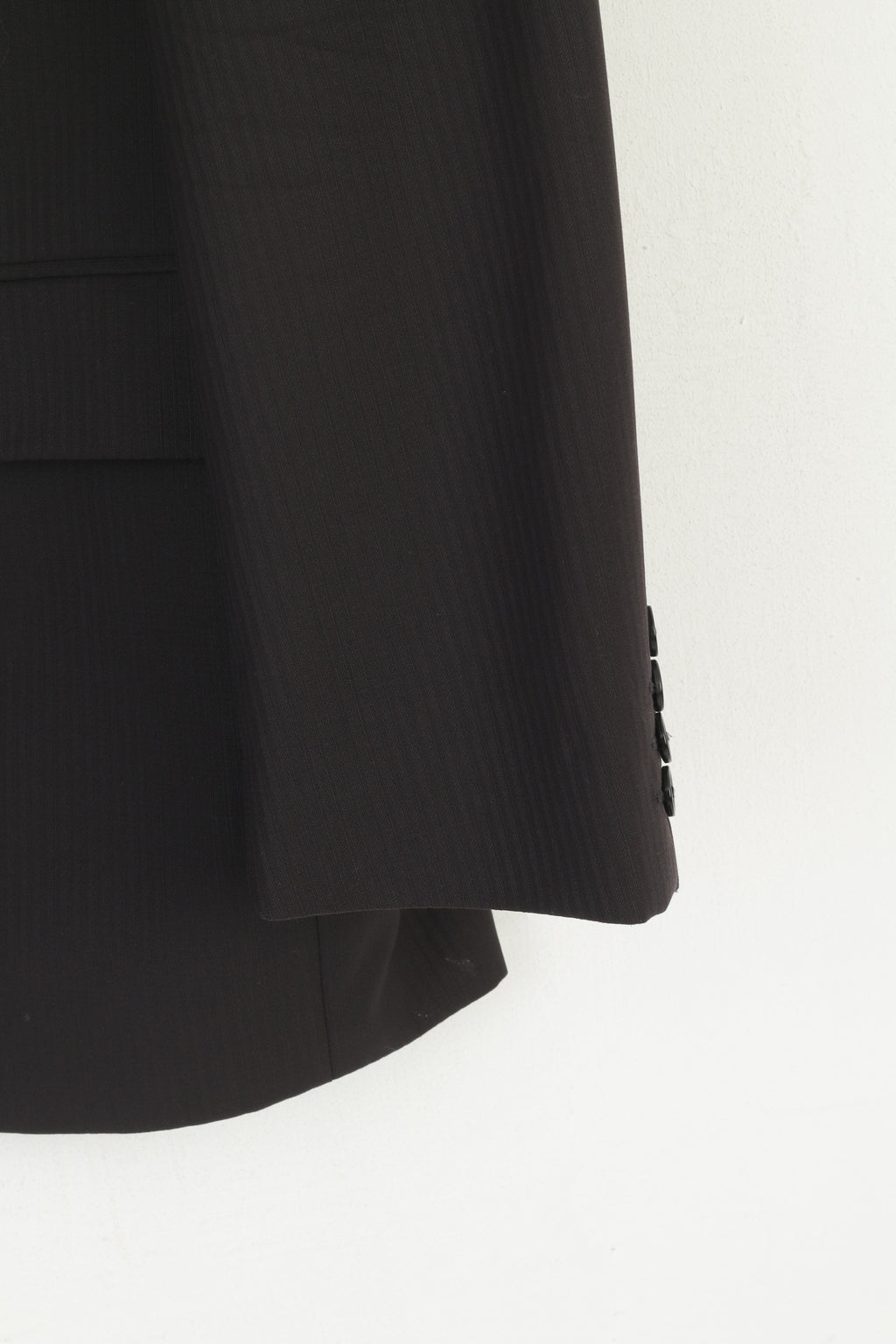 Pierre Cardin Uomo 50 40 Blazer Giacca monopetto in lana lucida a righe marrone nero