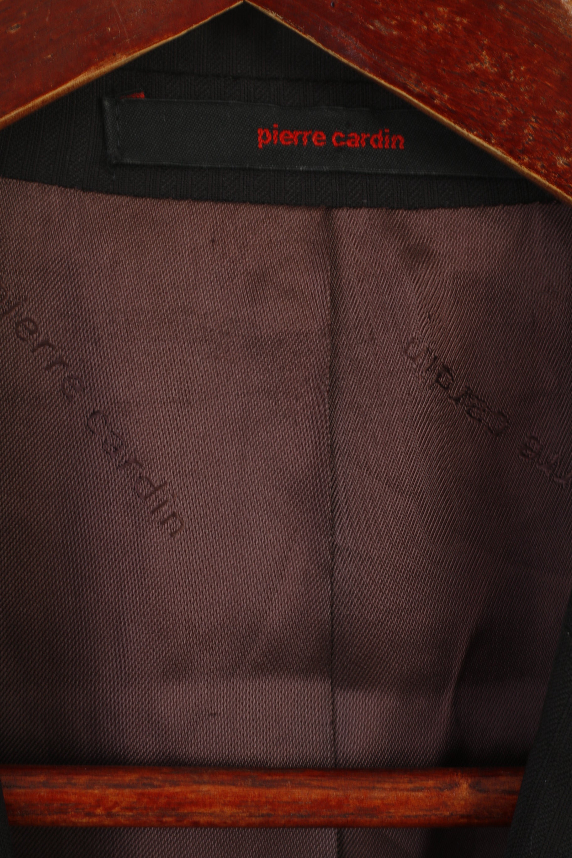 Pierre Cardin Men 50 40 Blazer Black Brown Striped Wool Shiny Single Breasted Jacket