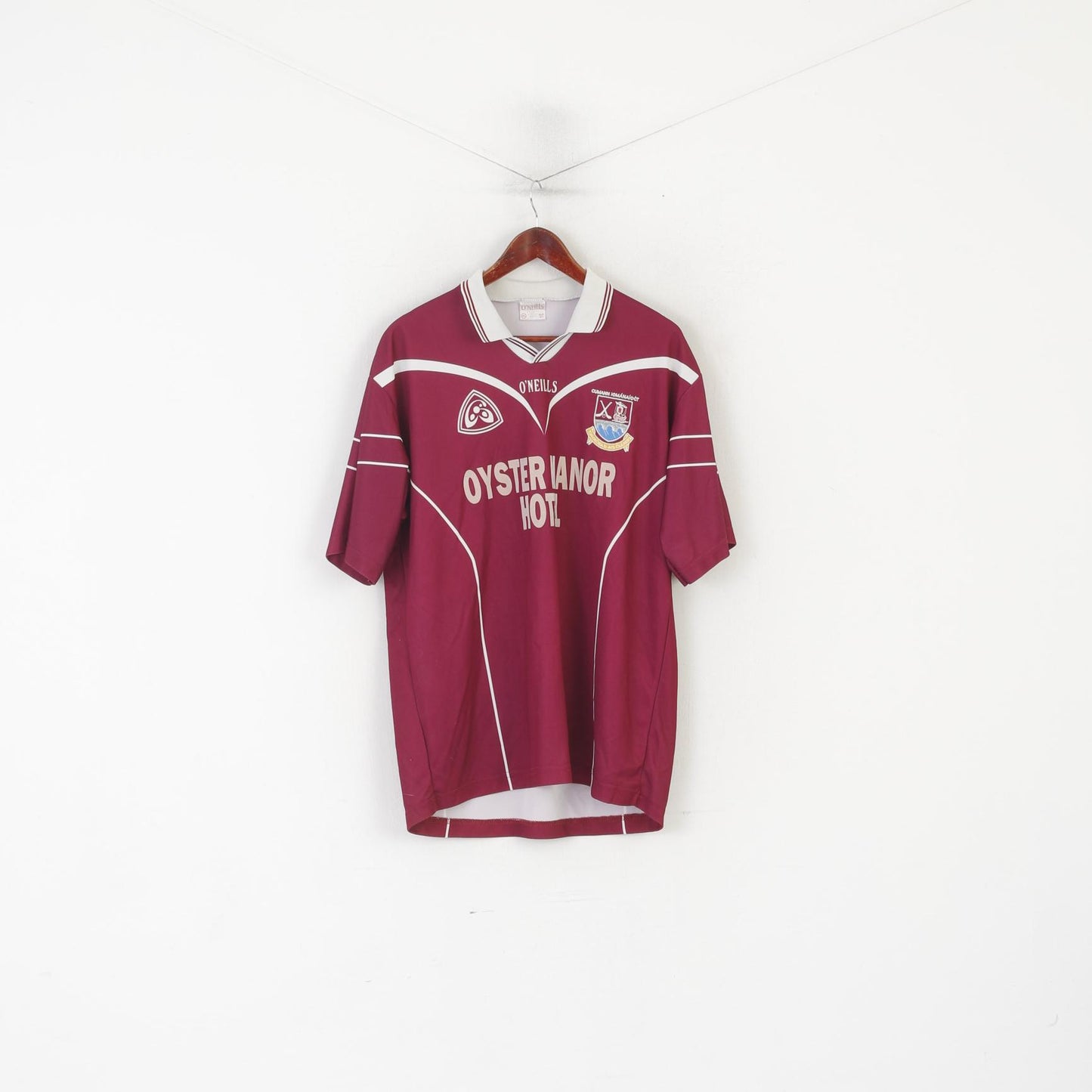 O'Neills Hommes XL Polo Maroon Cumann Iomanaioct Gaelic Vintage #22 Jersey Top