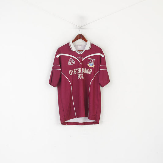 O'Neills Men XL Polo Shirt Maroon Cumann Iomanaioct Gaelic Vintage #22 Jersey Top