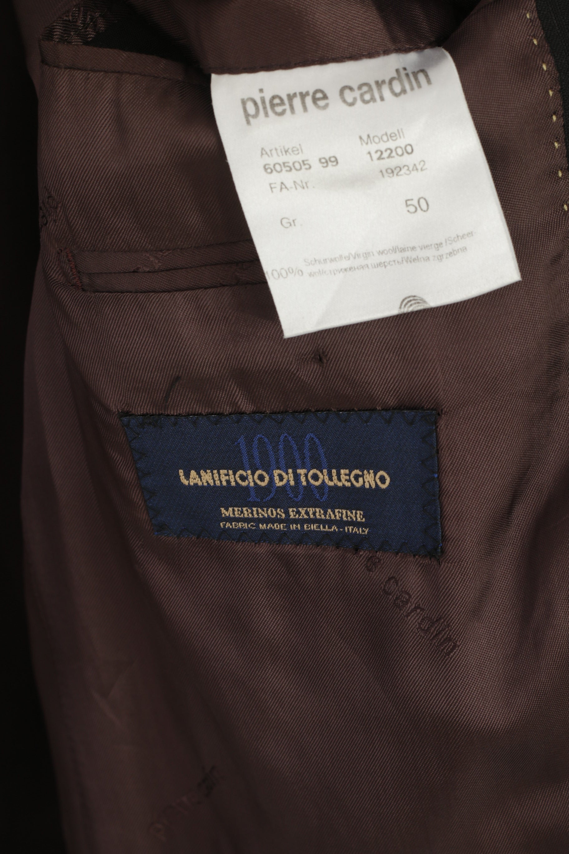 Pierre Cardin Men 50 40 Blazer Black Brown Striped Wool Shiny Single Breasted Jacket