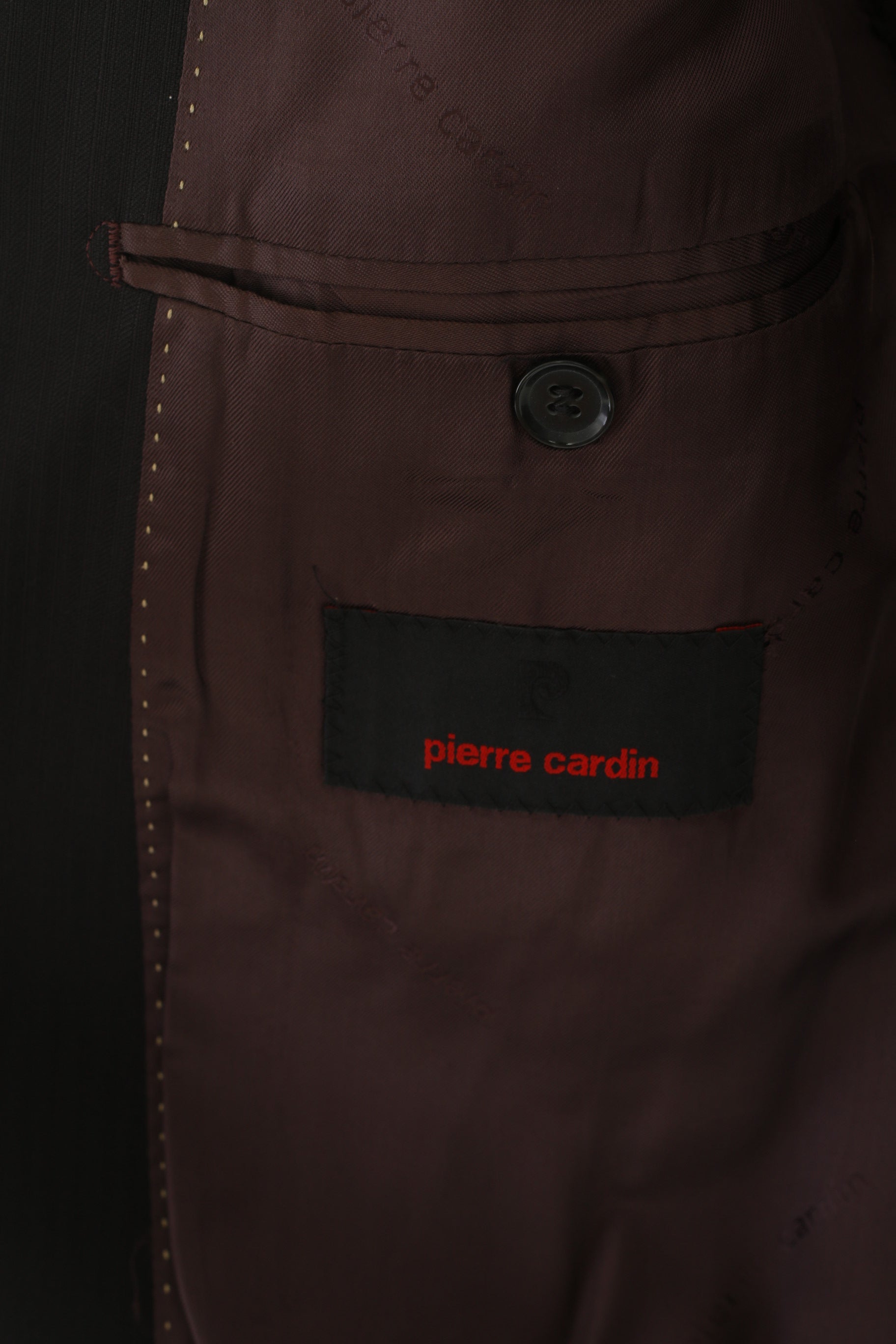 Pierre Cardin Uomo 50 40 Blazer Giacca monopetto in lana lucida a righe marrone nero