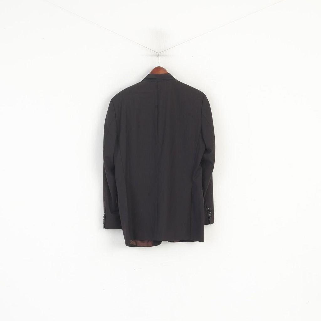 Pierre Cardin Uomo 50 40 Blazer Giacca monopetto in lana lucida a righe marrone nero