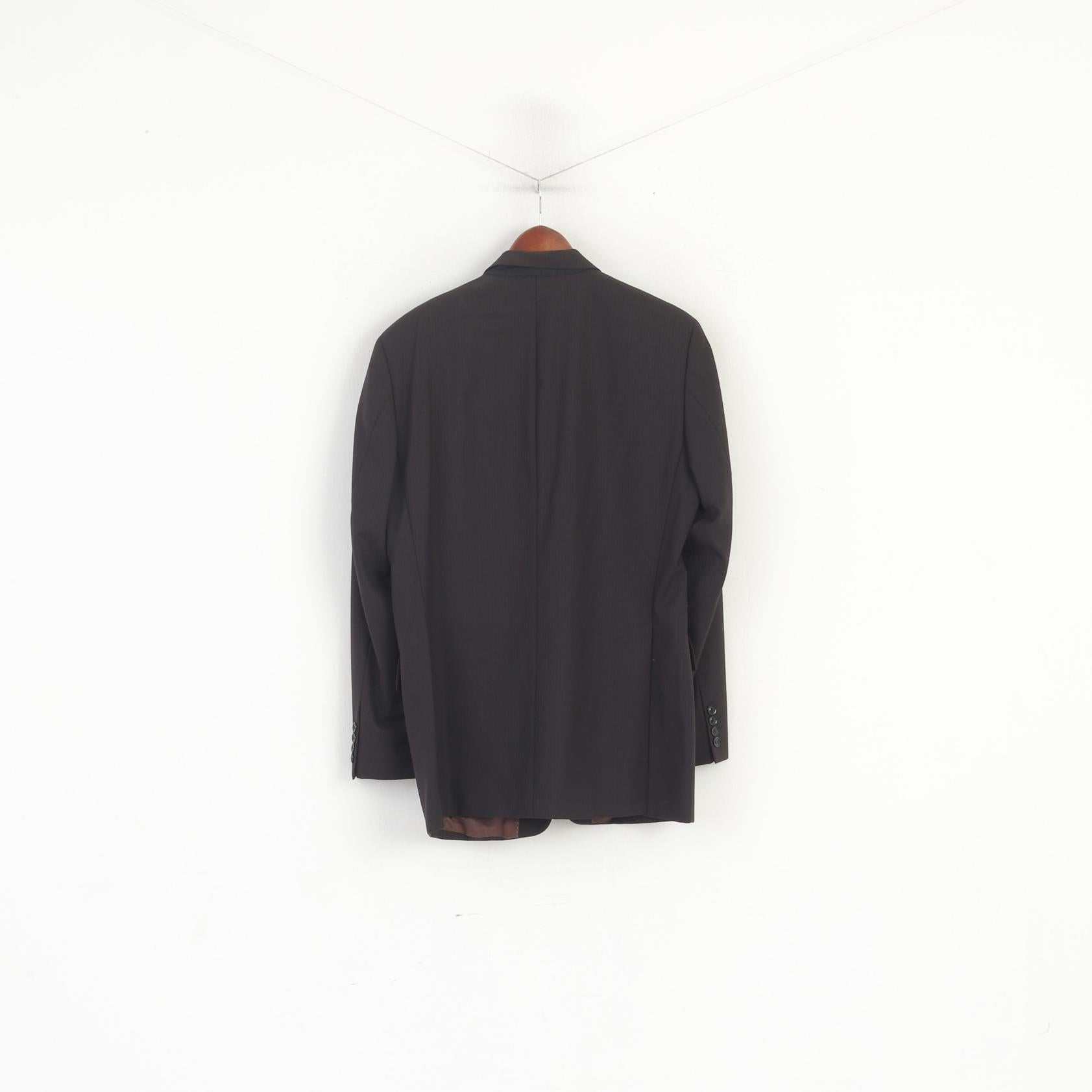 Pierre Cardin Uomo 50 40 Blazer Giacca monopetto in lana lucida a righe marrone nero