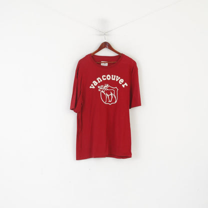 T-shirt Northern Vibe Canada da uomo XL in cotone rosso Vancouver girocollo vintage