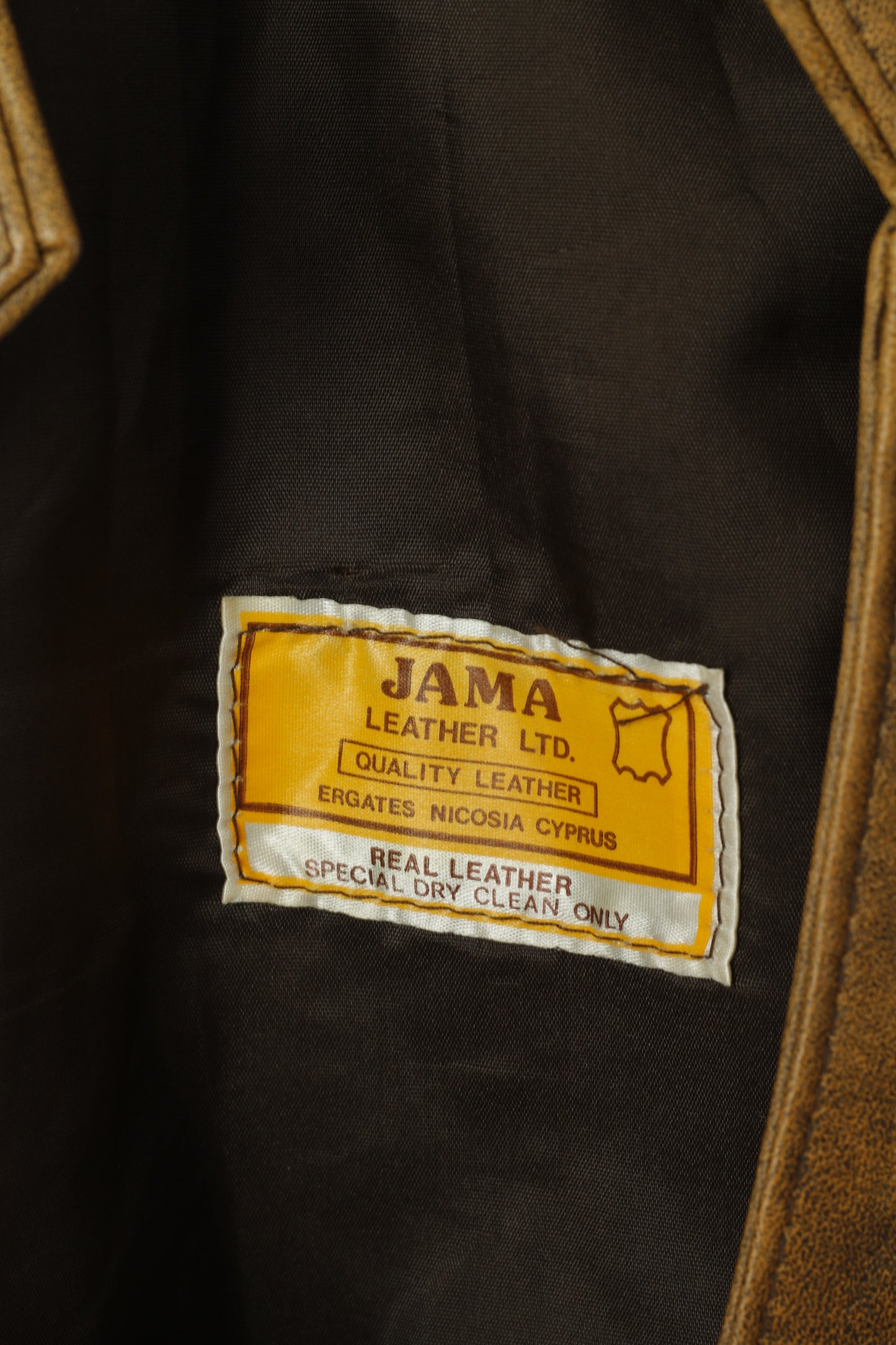 JAMA Women M Jacket Brown Bomber Leather Shoulder Pads Vintage Biker Top