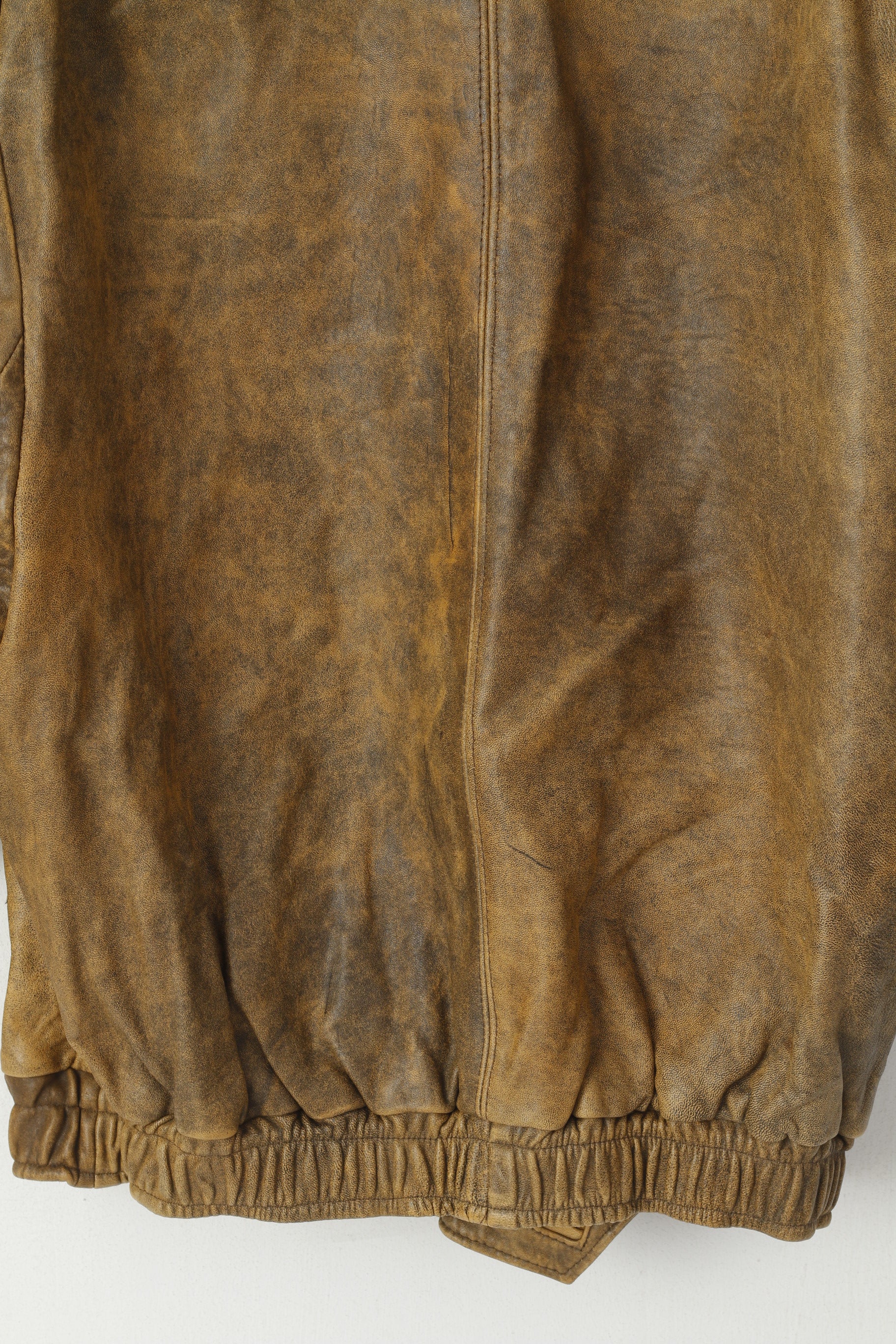 JAMA Women M Jacket Brown Bomber Leather Shoulder Pads Vintage Biker Top