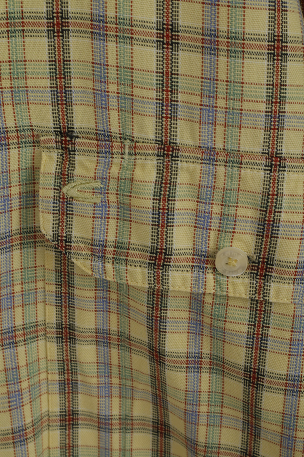 Camel Active Men L Casual Shirt Yellow Checkered Cotton Outdoor Long Sleeve Top