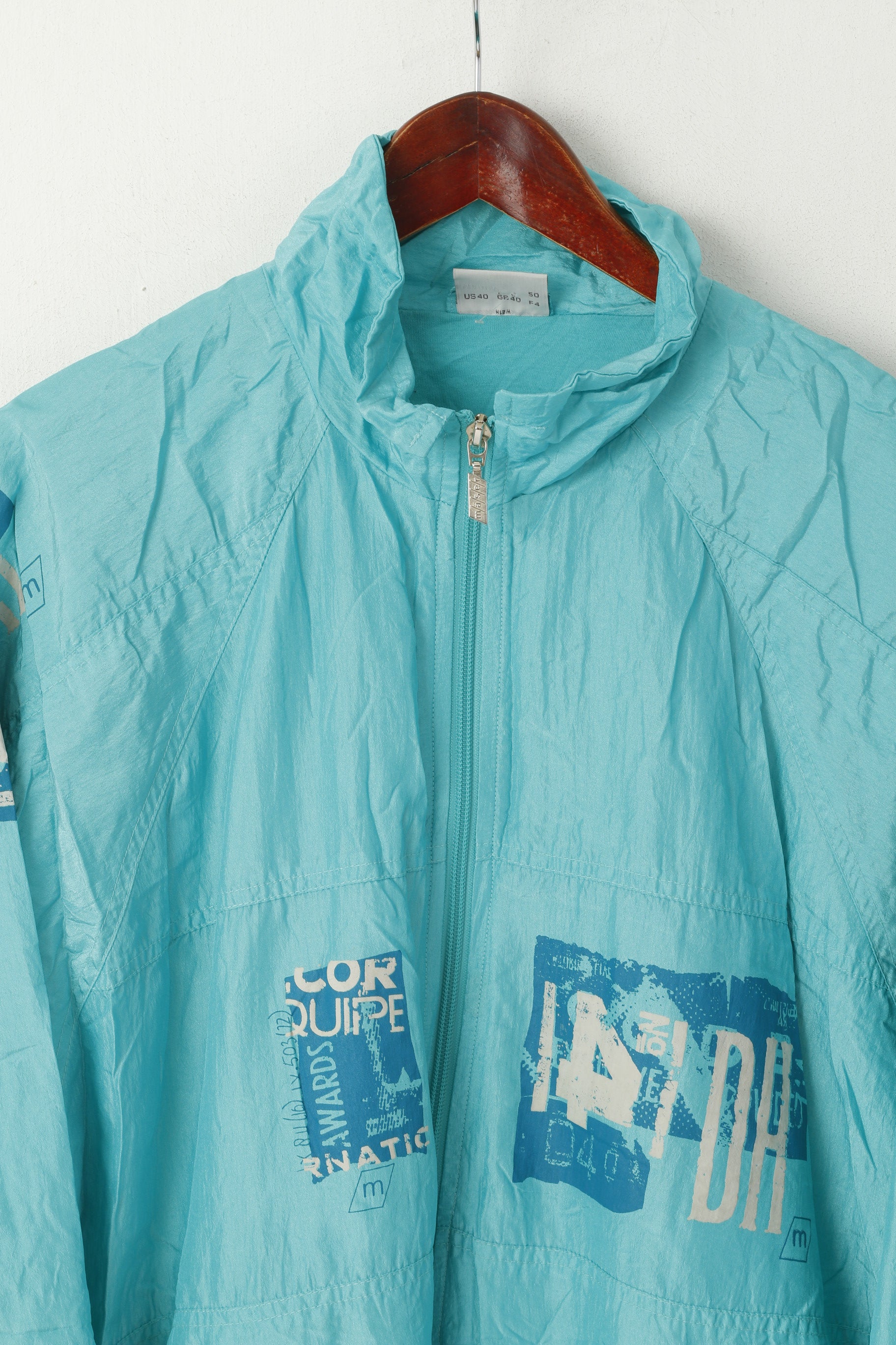 Maser Giacca da uomo M 50 Bomber verde in nylon lucido impermeabile Festival Oldschool Top