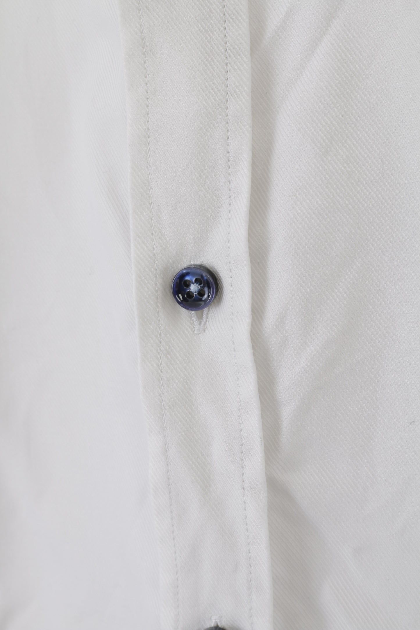 Stenstroms Men 40 15 3/4 L Casual Shirt White Cotton FitSweden Plain Long Sleeve Top