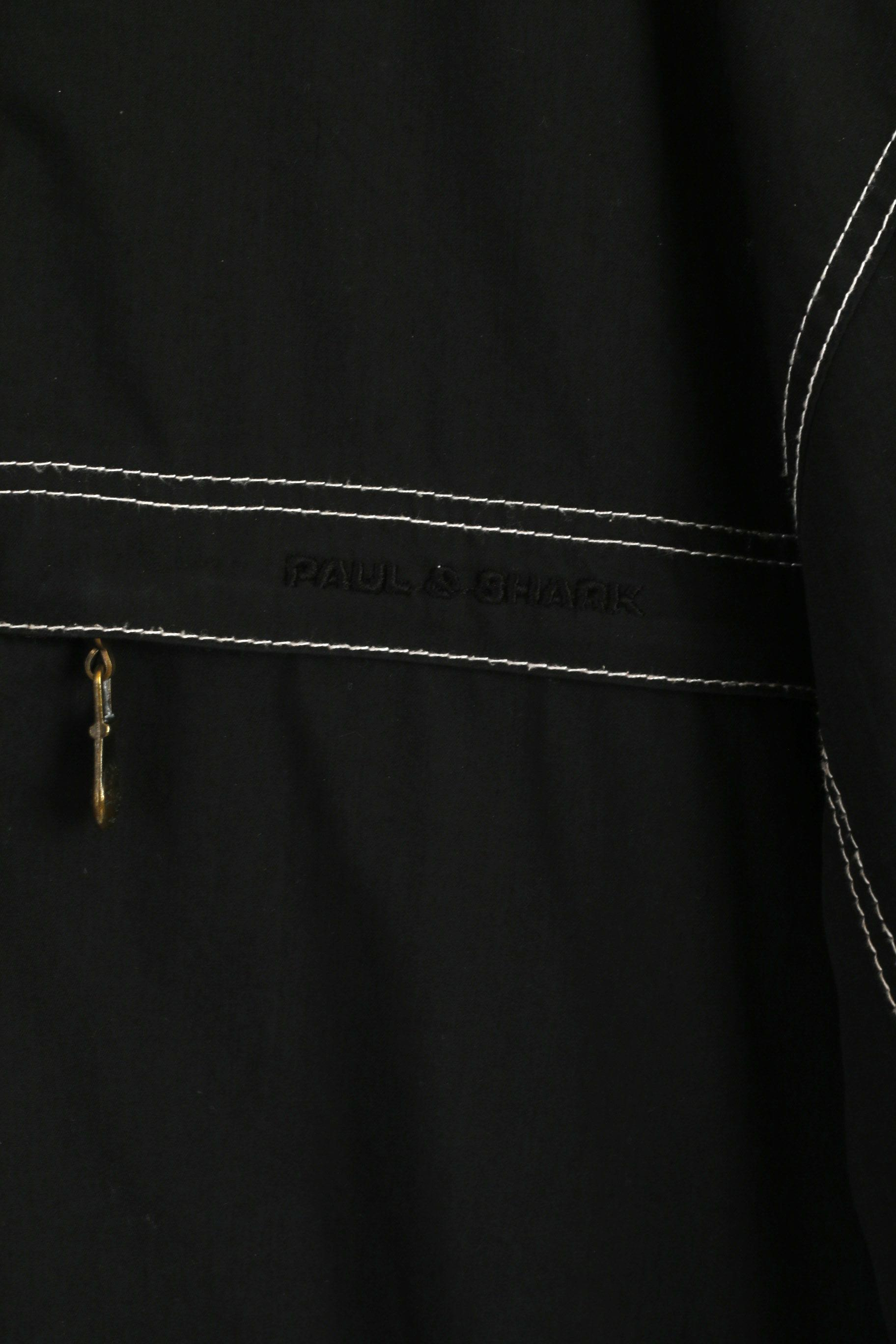 Paul & Shark Yachting Men 2XL Jacket Black Windbreaker Cotton Zip Up Classic Top