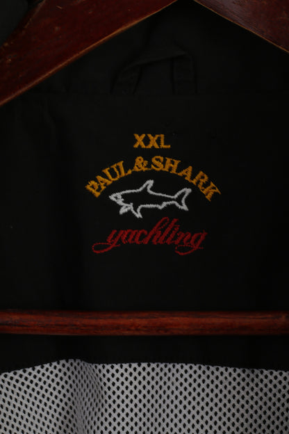 Paul & Shark Yachting Men 2XL Jacket Black Windbreaker Cotton Zip Up Classic Top