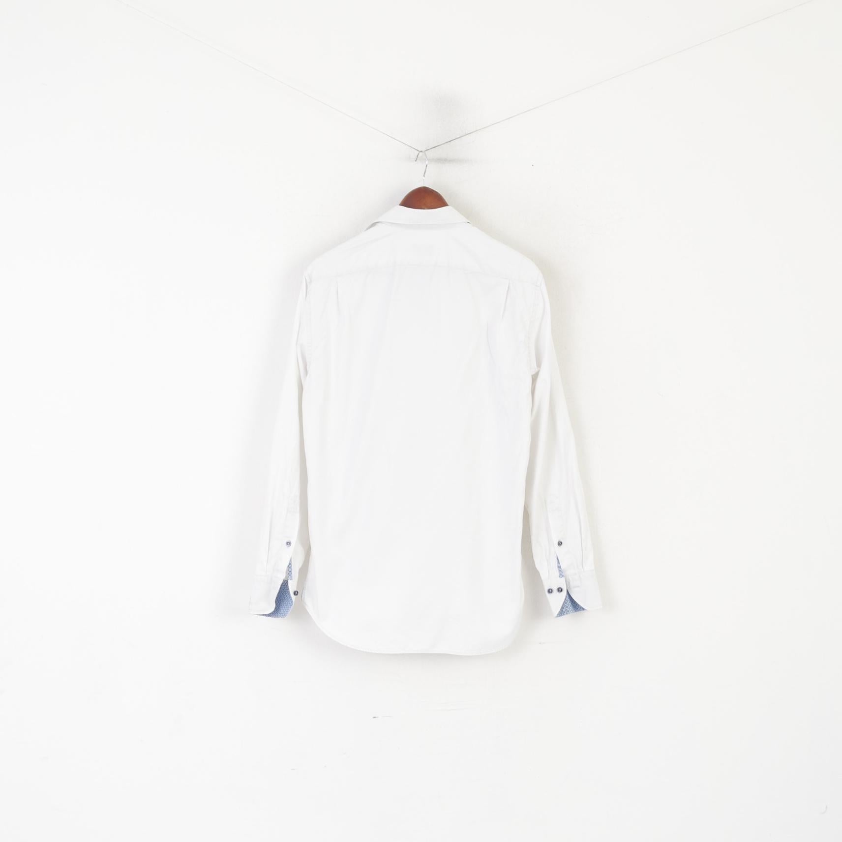 Stenstroms Men 40 15 3/4 L Casual Shirt White Cotton FitSweden Plain Long Sleeve Top