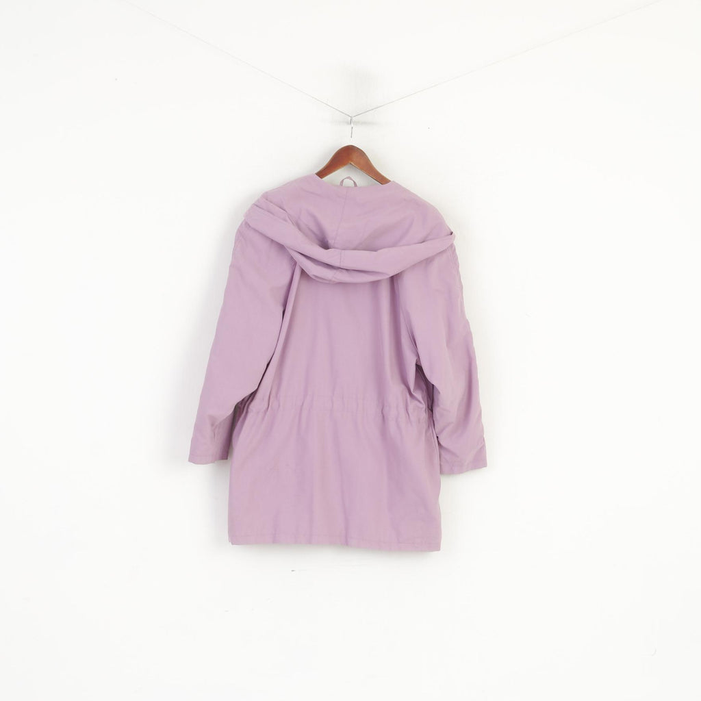 Vintage Femmes 38 M Veste Violet Micro Faser Épaulettes À Capuche Haut Rétro
